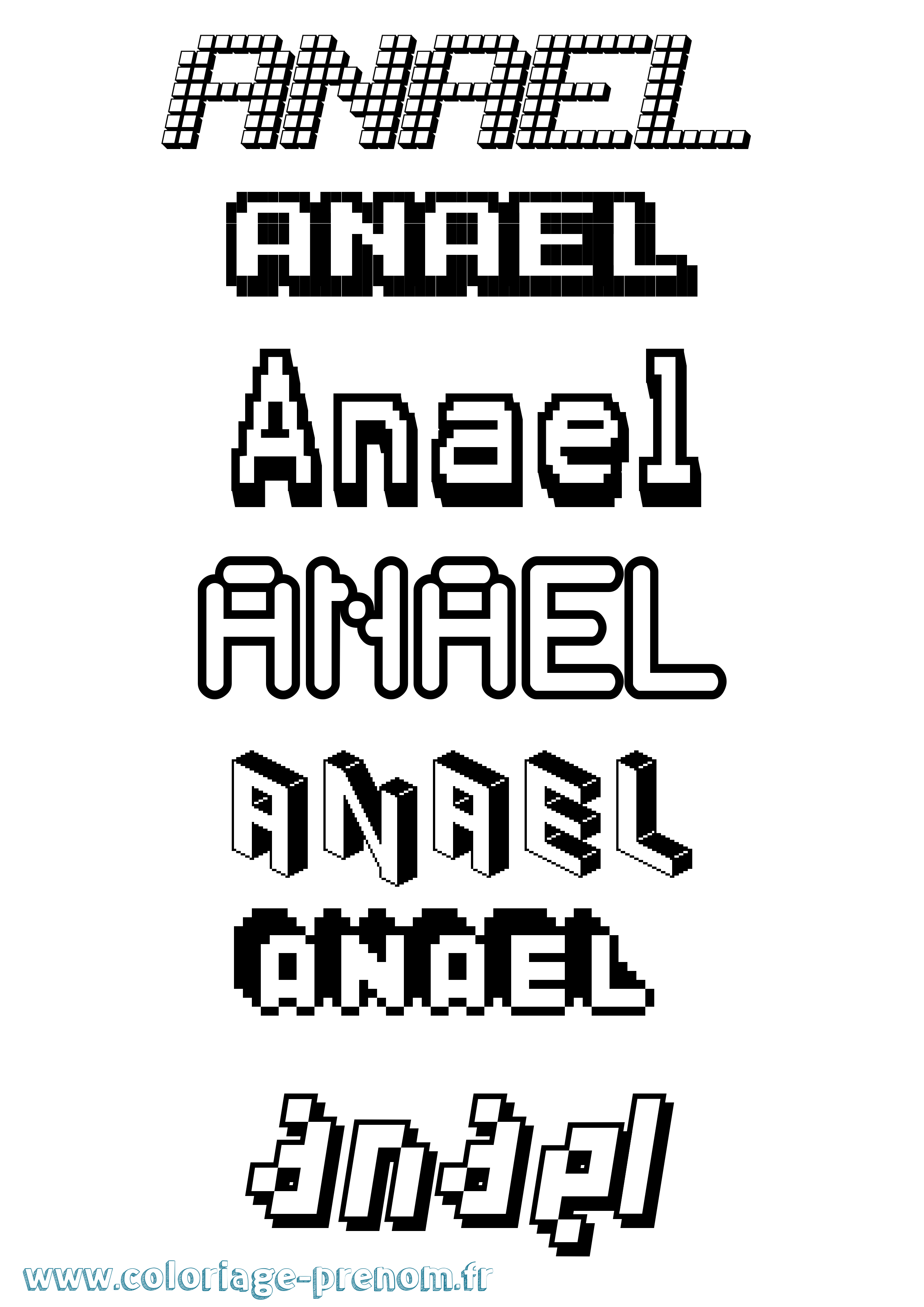 Coloriage prénom Anael Pixel