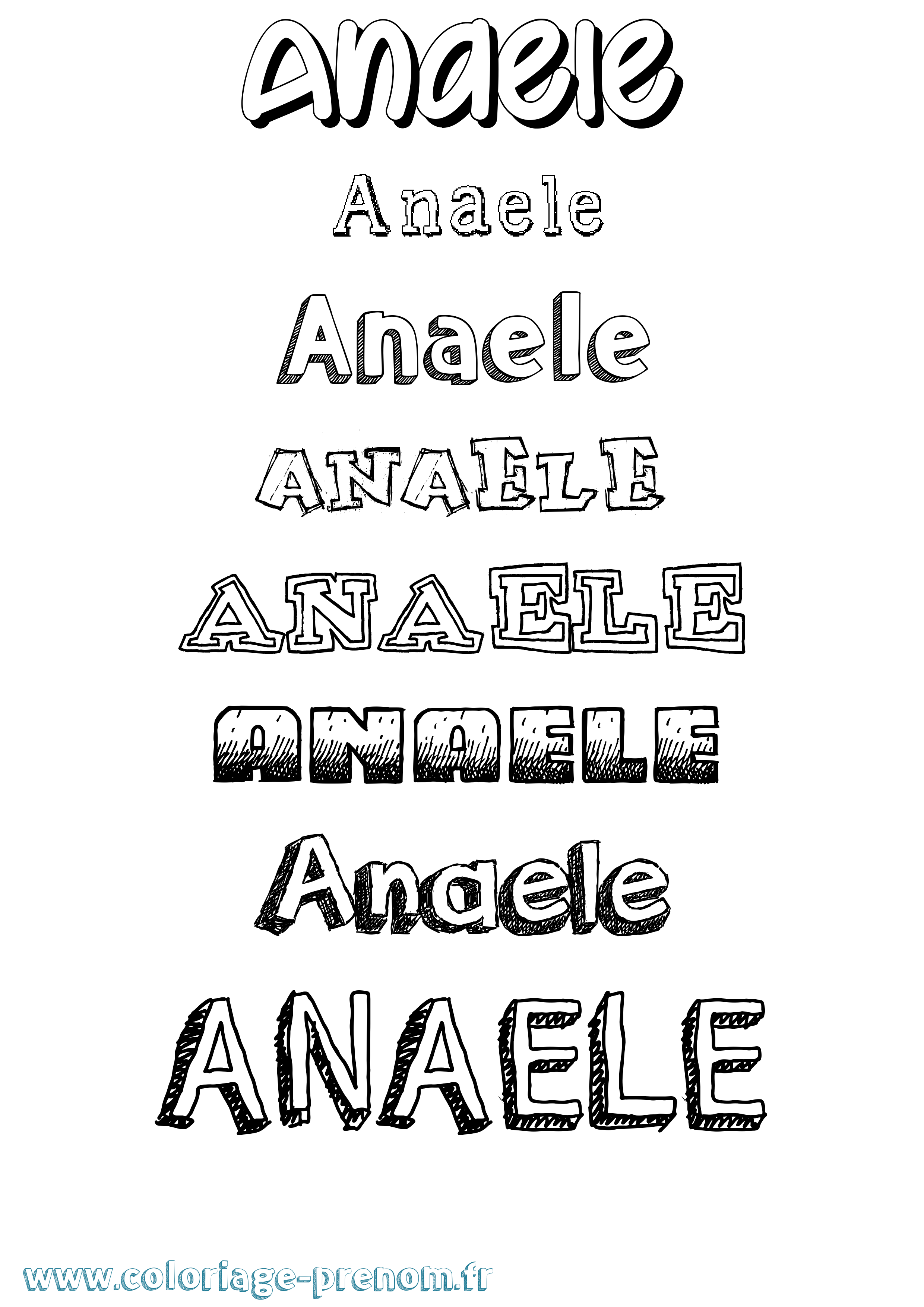 Coloriage prénom Anaele Dessiné
