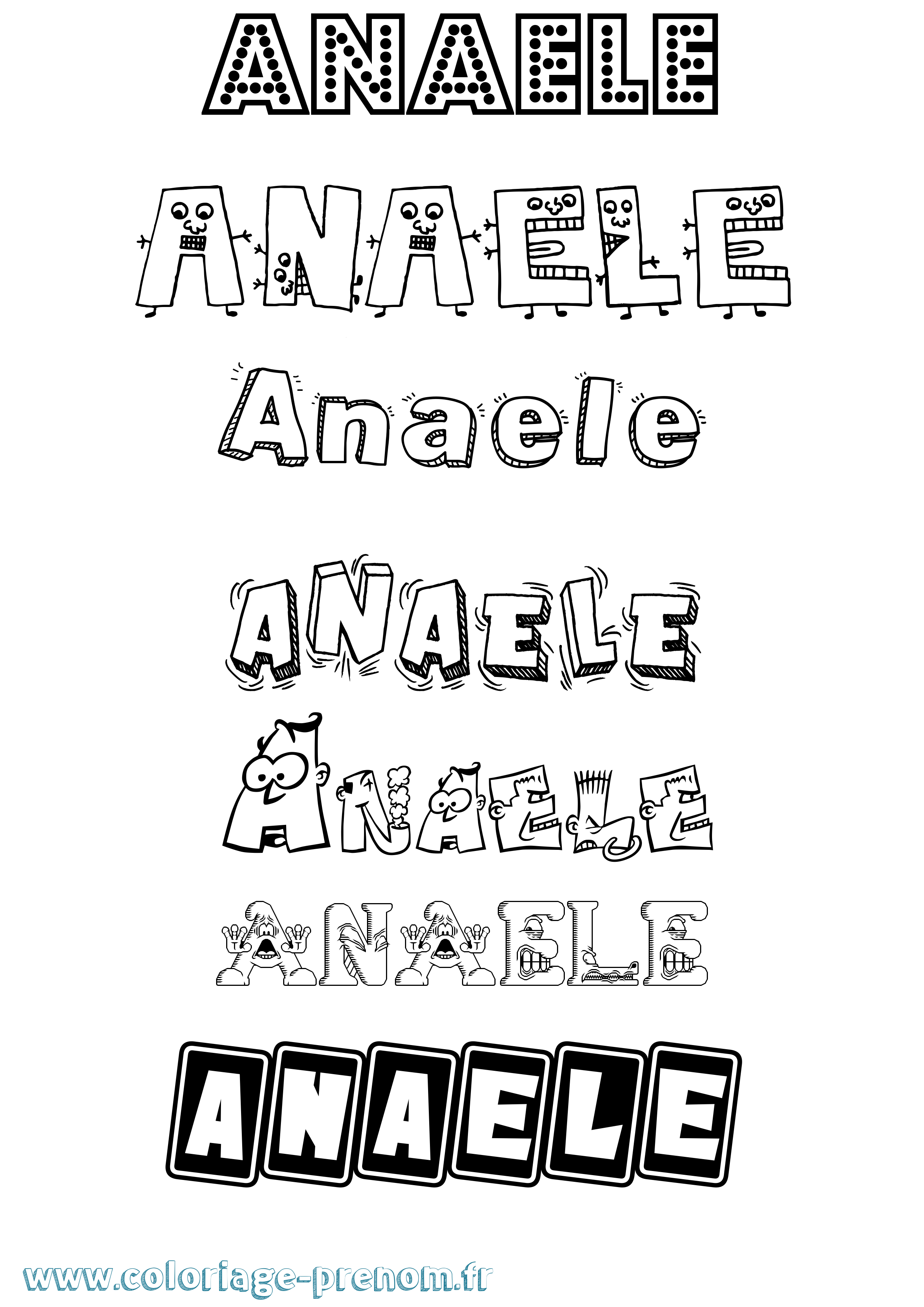 Coloriage prénom Anaele Fun
