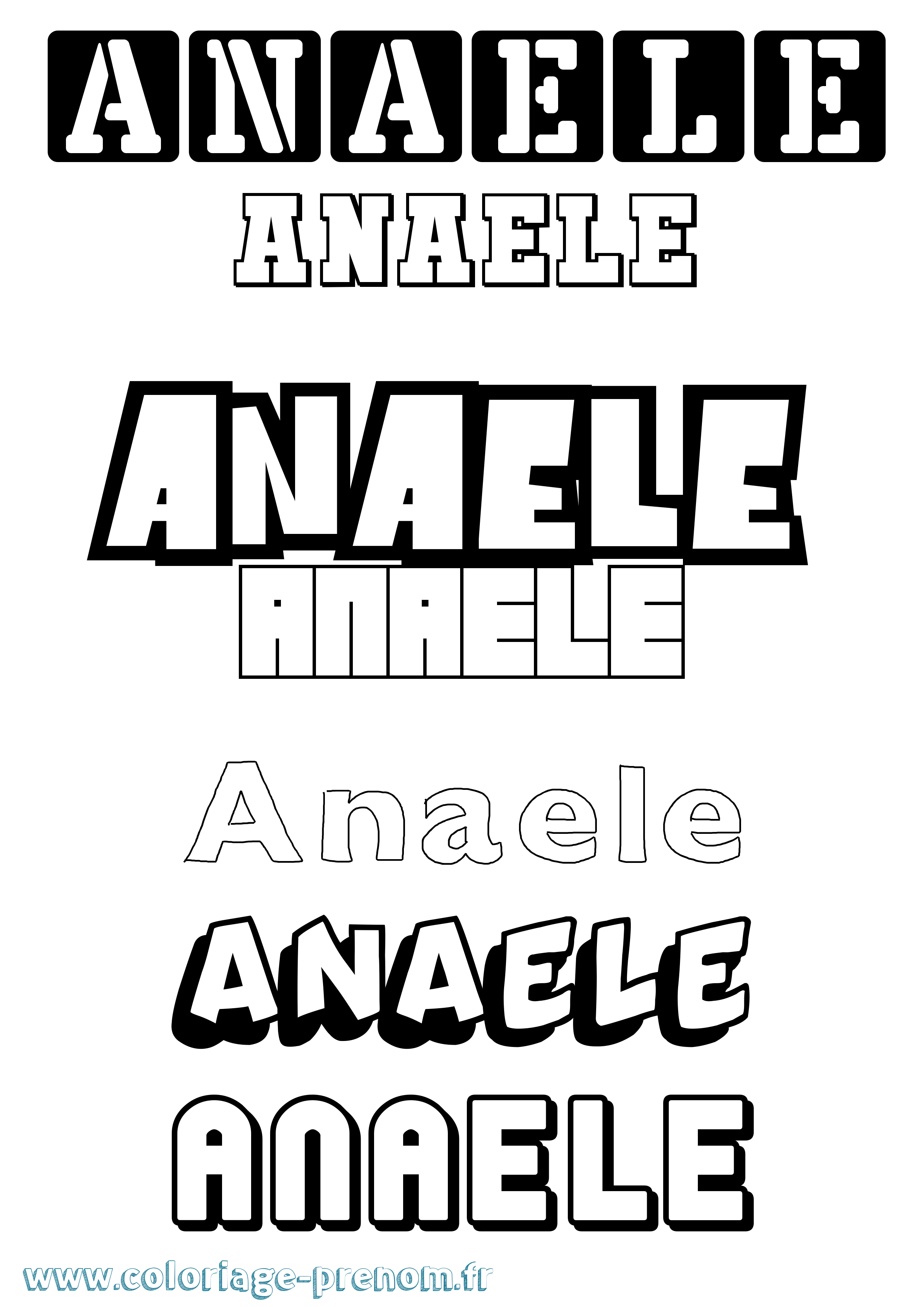 Coloriage prénom Anaele Simple