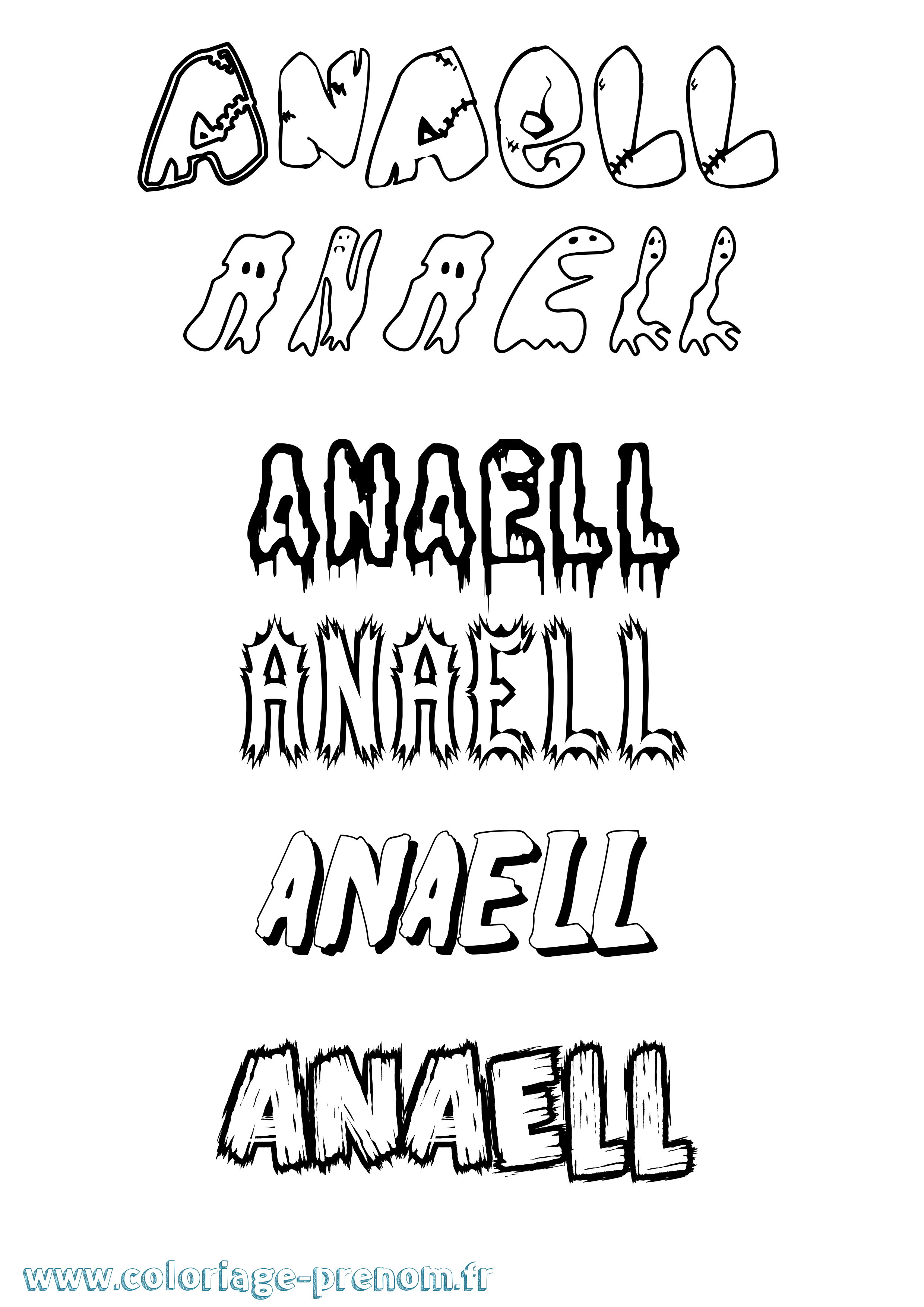 Coloriage prénom Anaell Frisson
