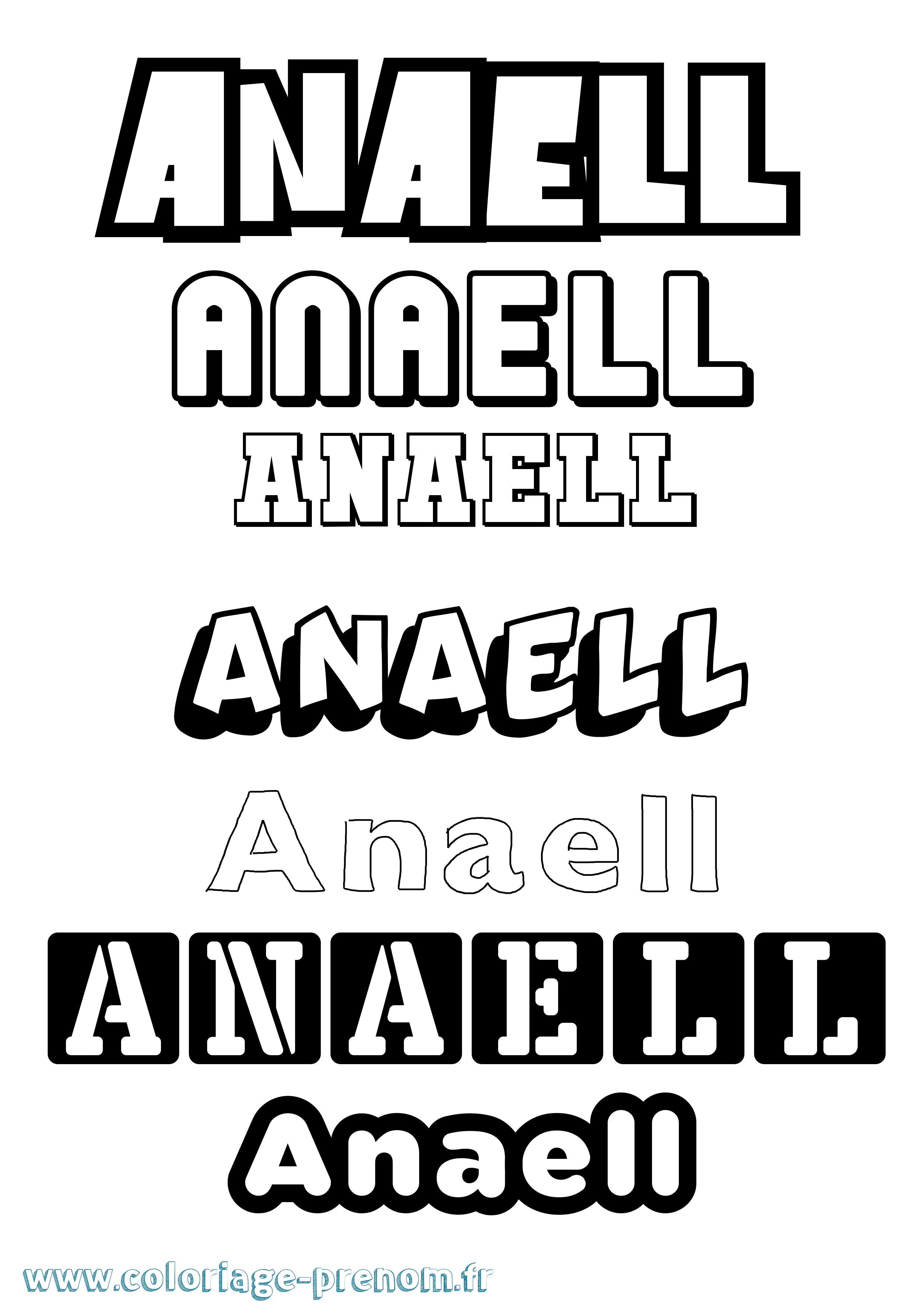 Coloriage prénom Anaell Simple