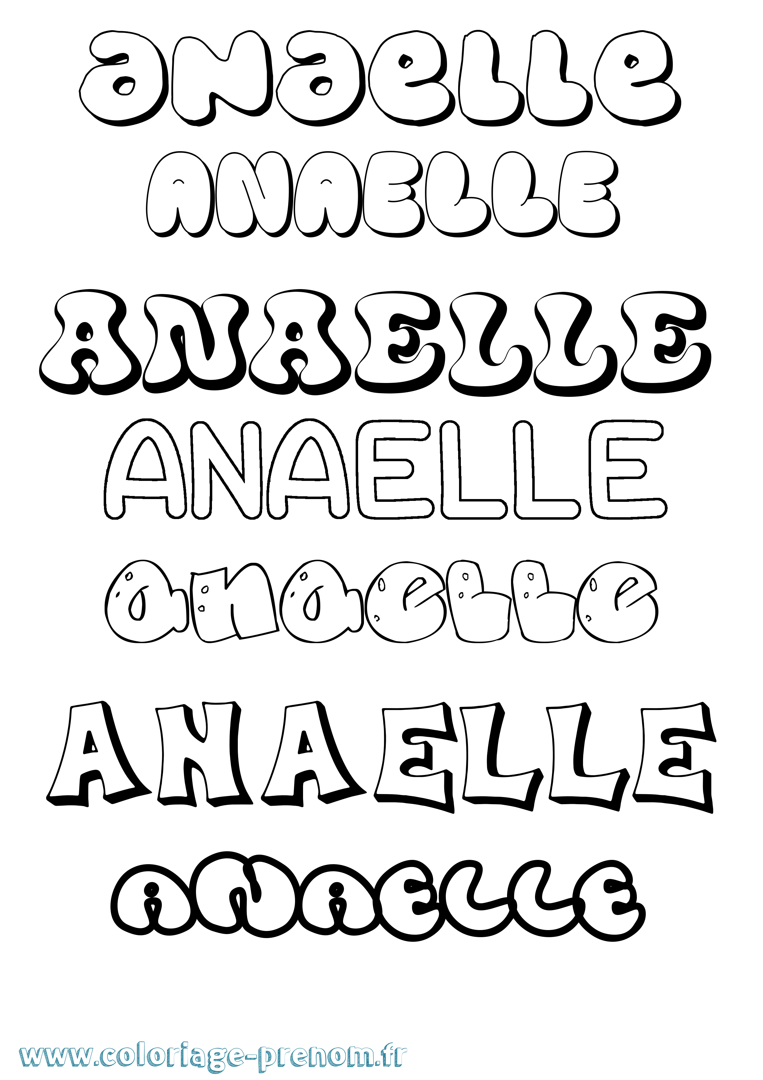 Coloriage prénom Anaelle Bubble