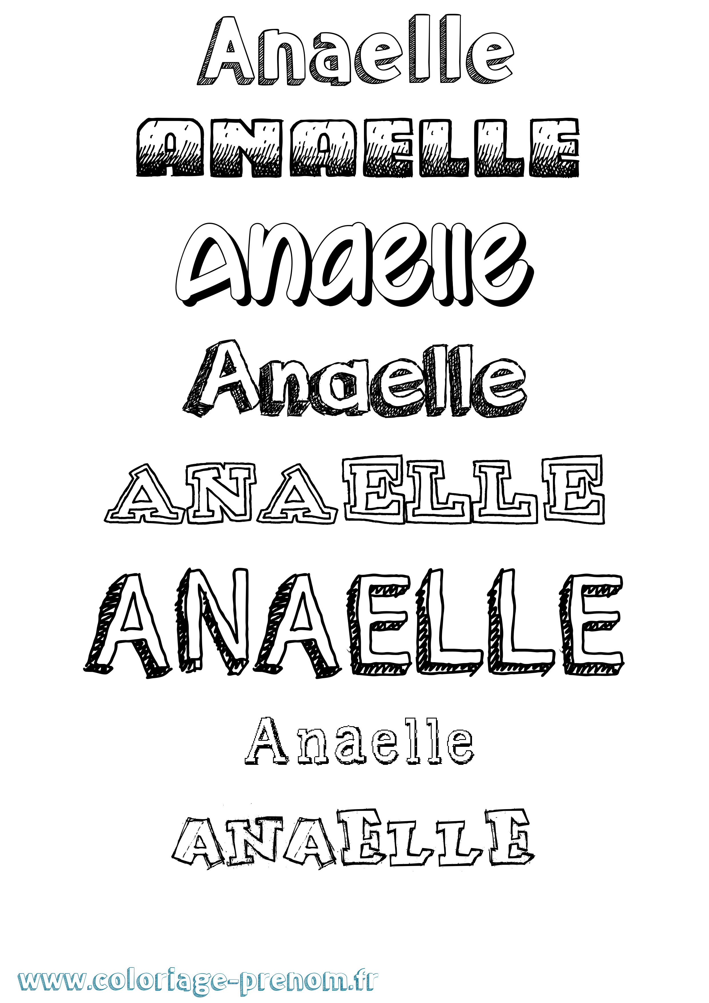 Coloriage prénom Anaelle Dessiné
