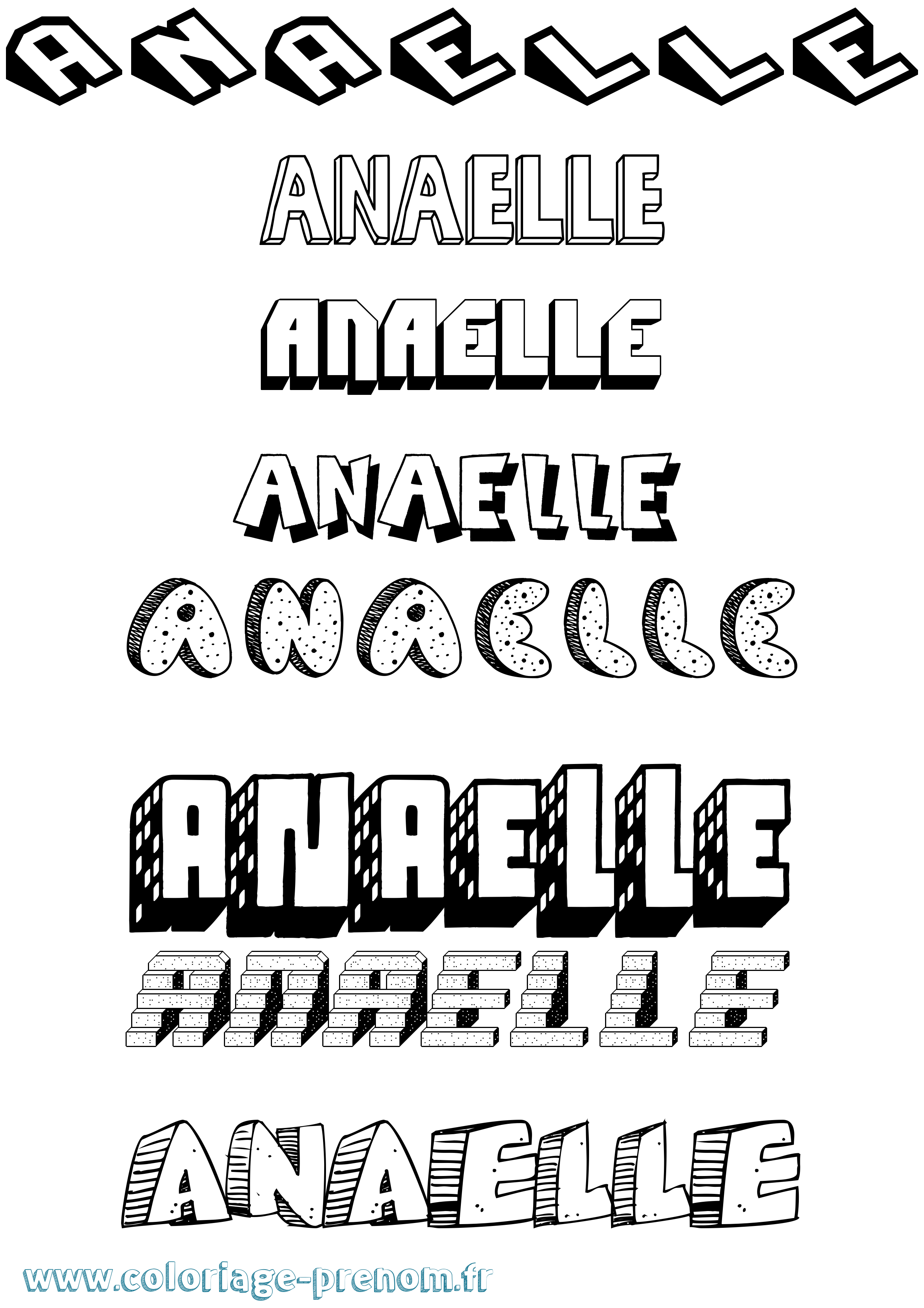 Coloriage prénom Anaelle Effet 3D
