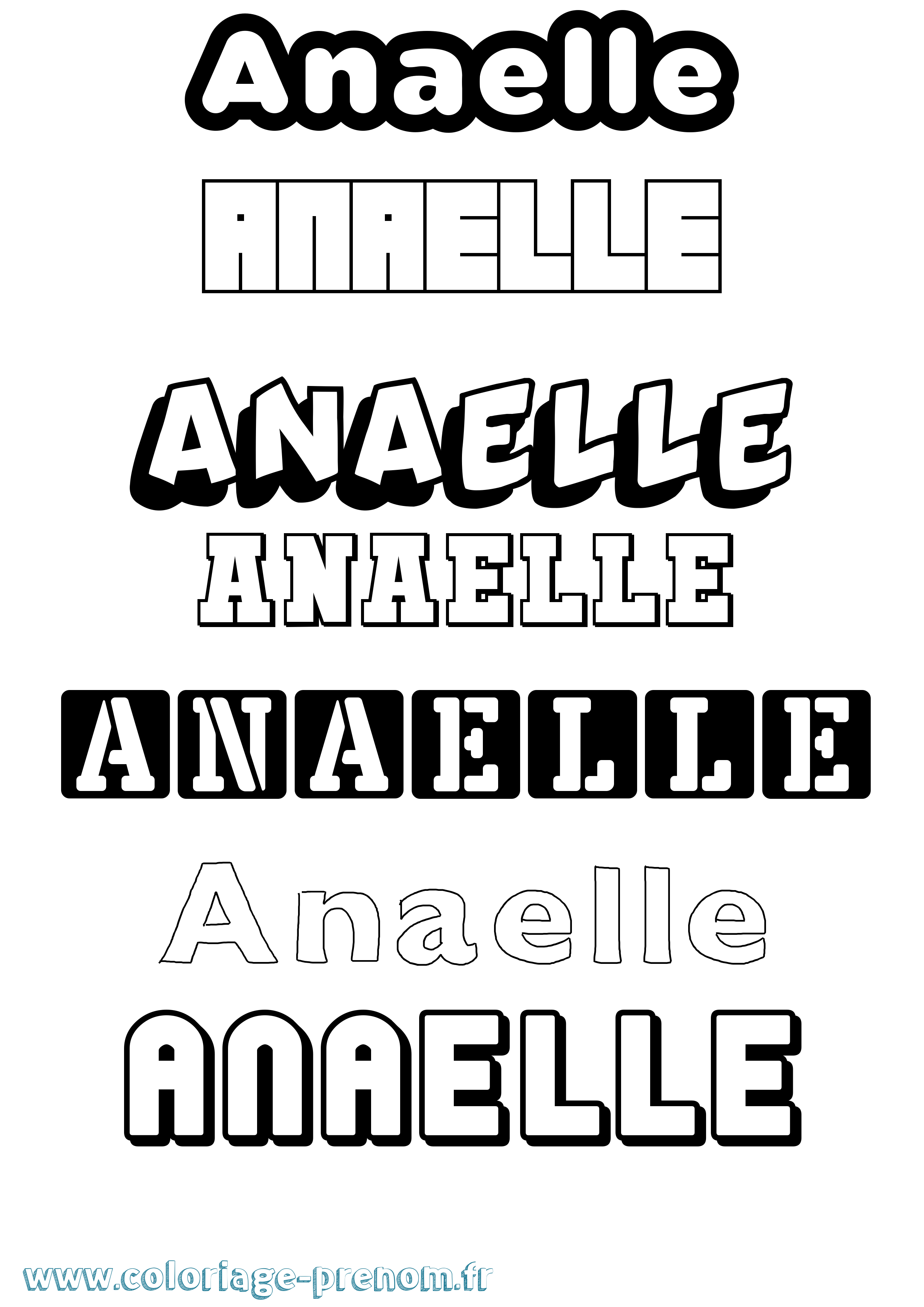 Coloriage prénom Anaelle Simple