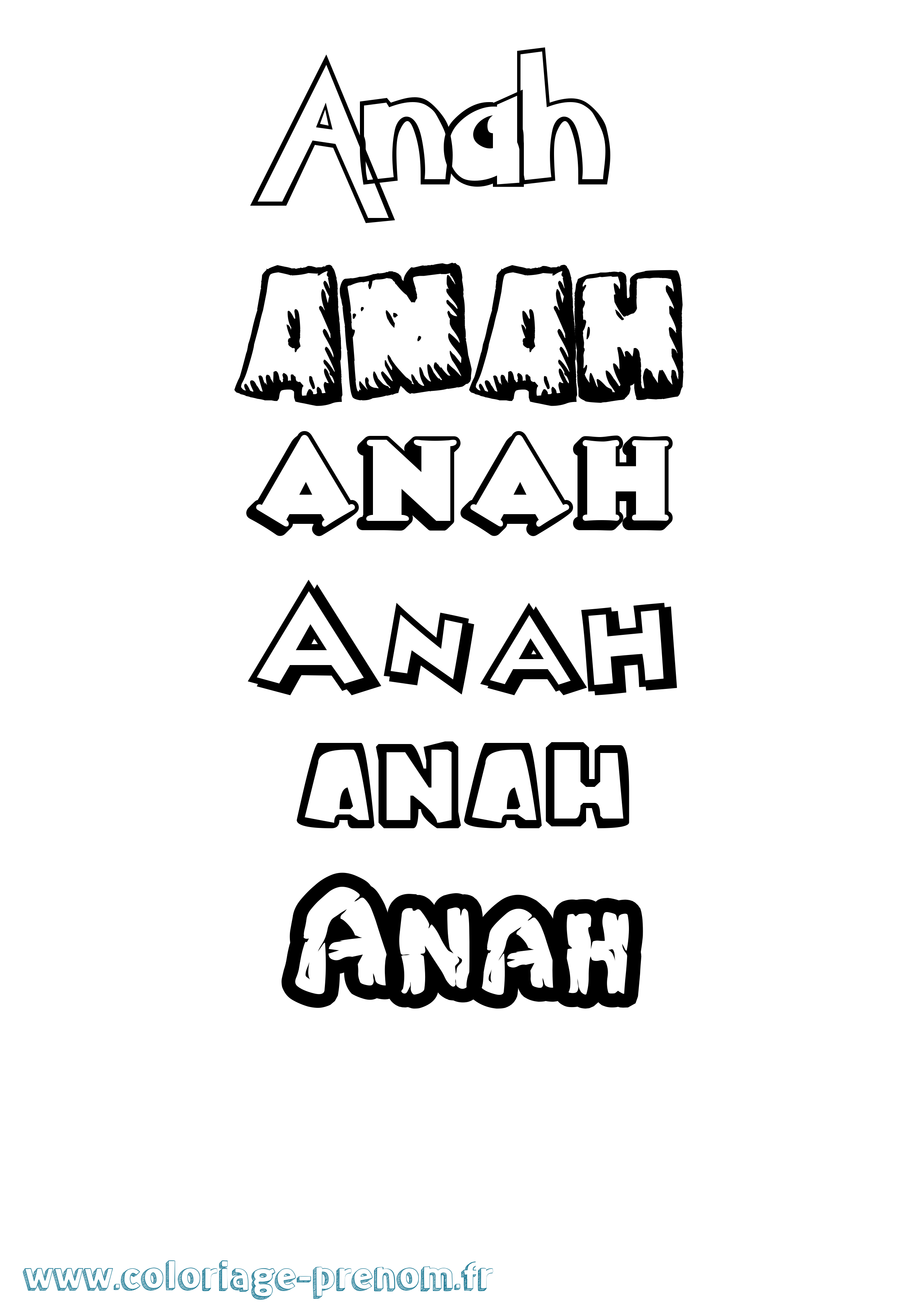 Coloriage prénom Anah Dessin Animé