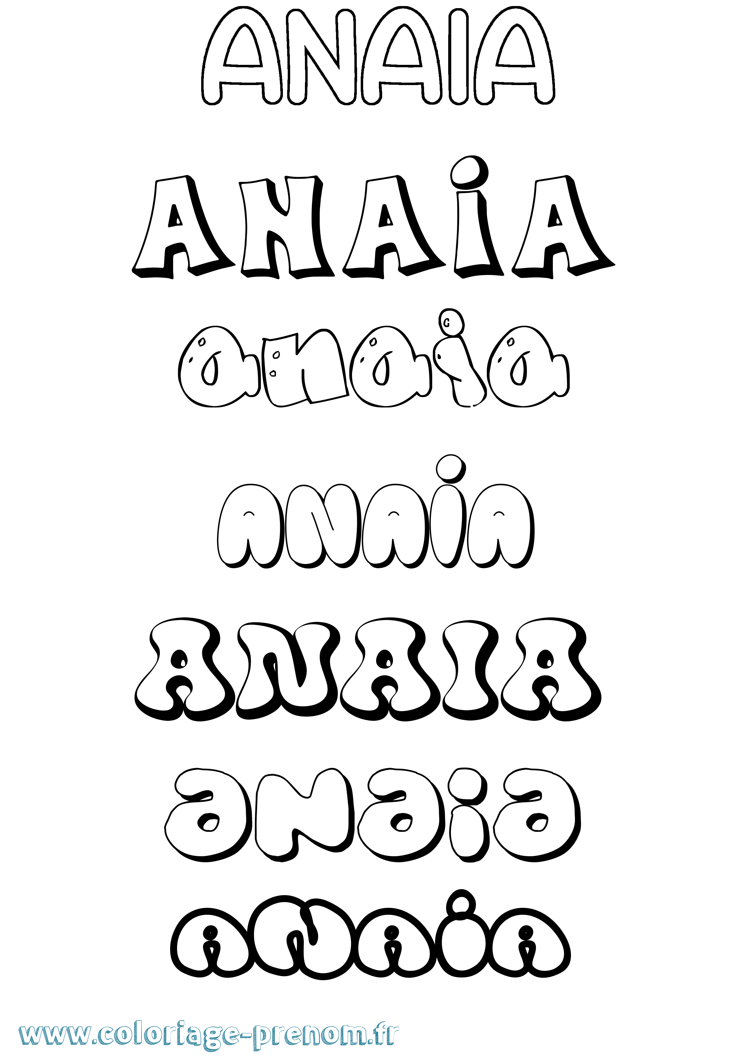 Coloriage Anaia Bubble Coloriage prénom Anaia Bubble