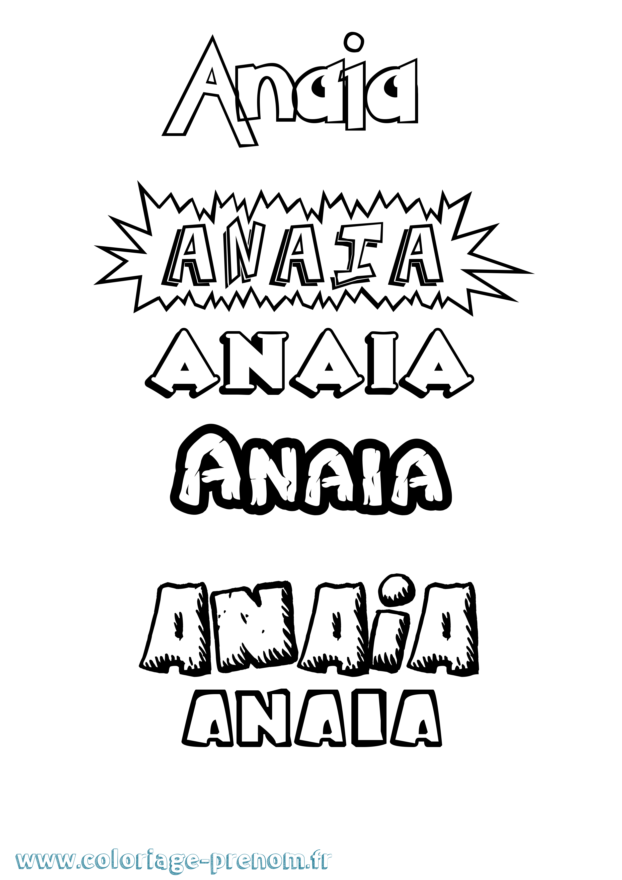 Coloriage Anaia Dessin Animé Coloriage prénom Anaia Dessin Animé