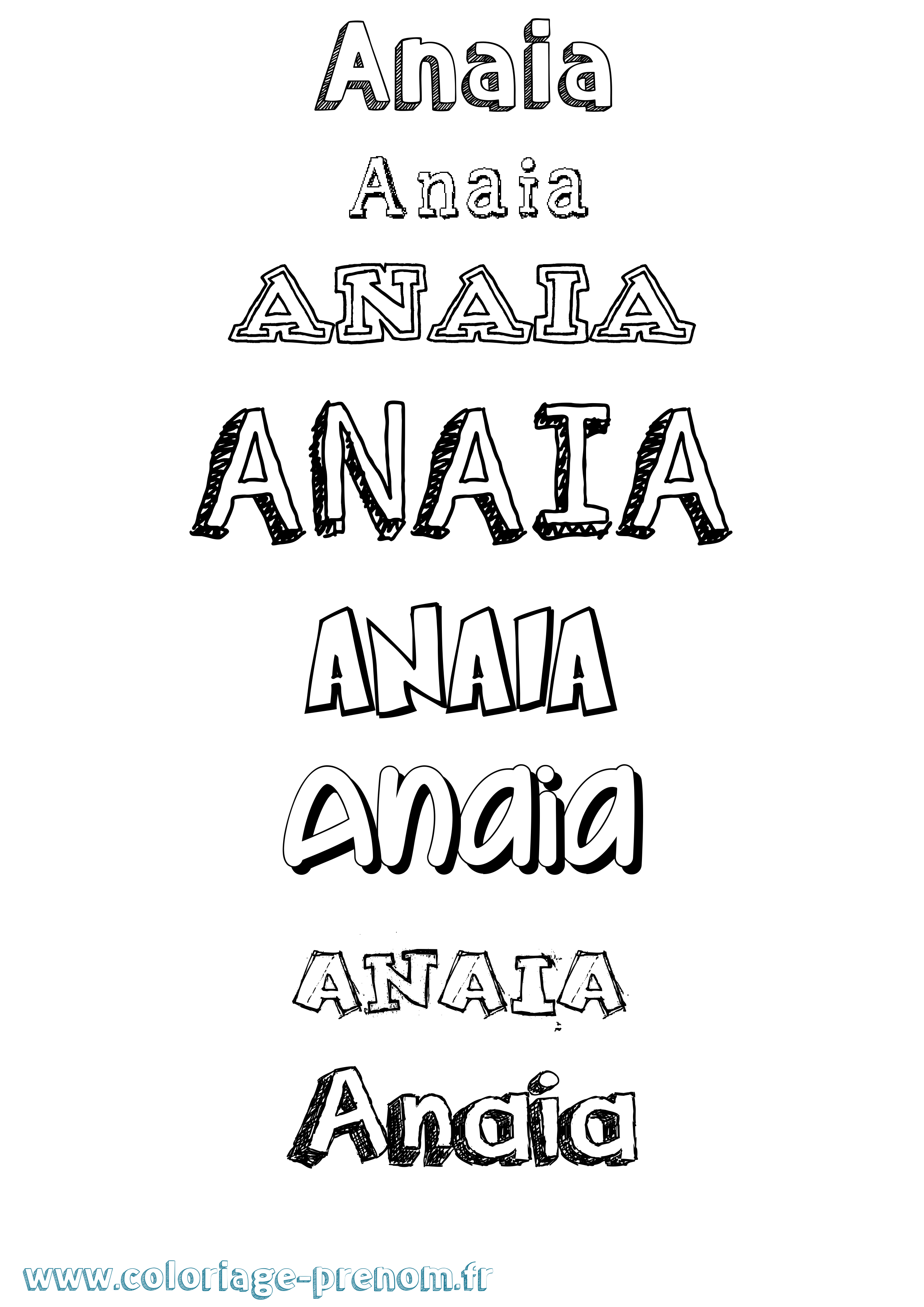 Coloriage prénom Anaia Dessiné