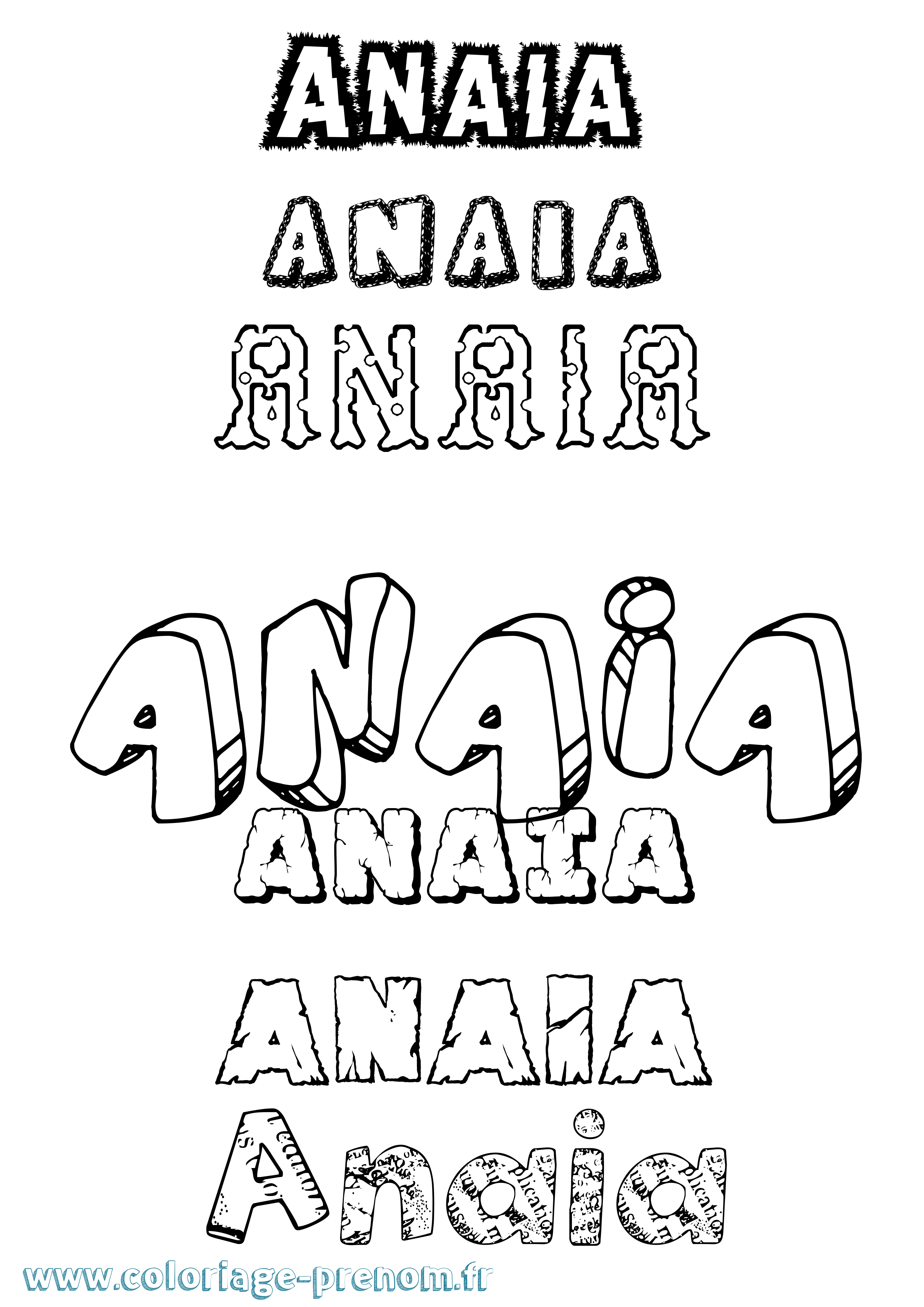 Coloriage prénom Anaia Destructuré
