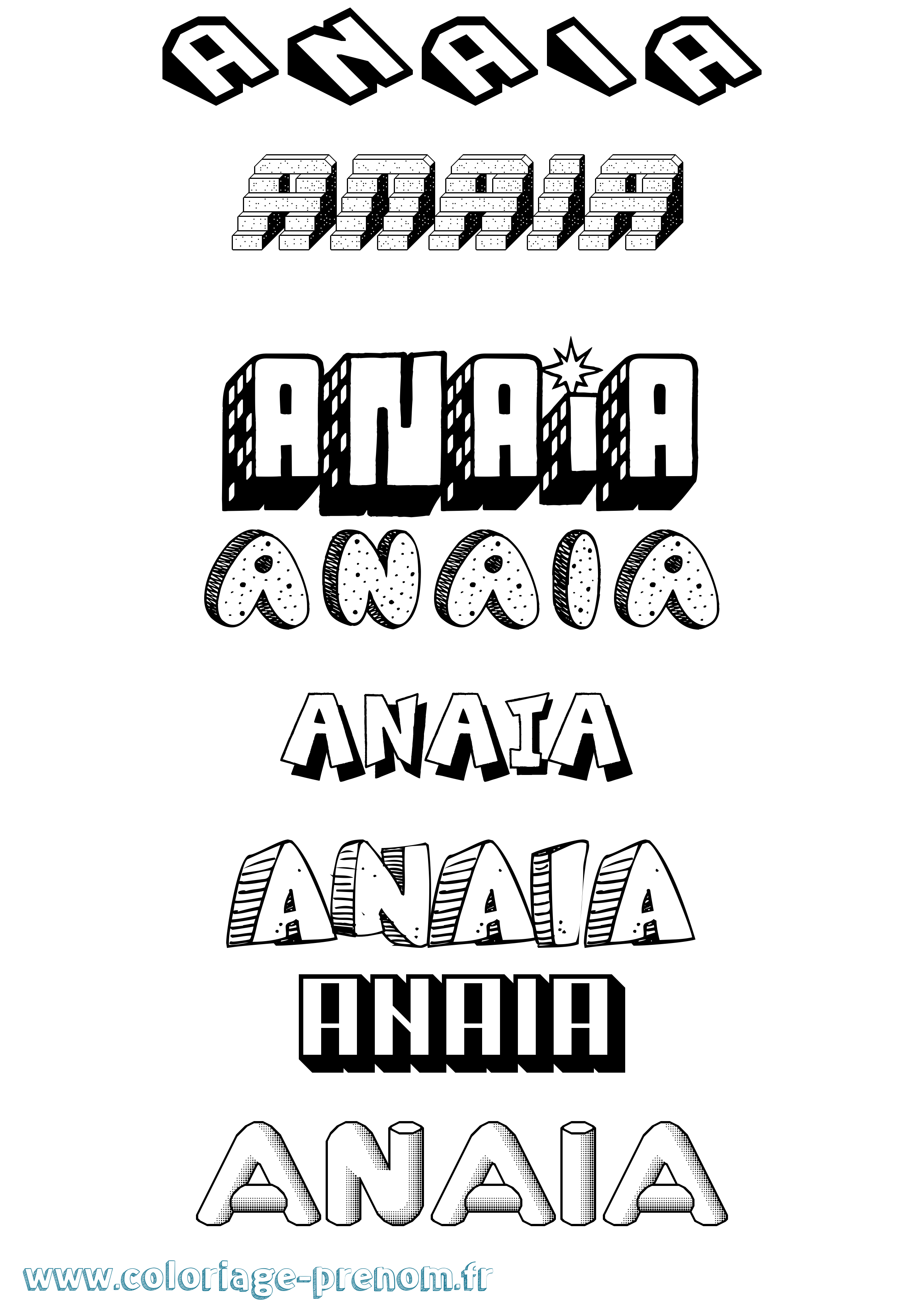 Coloriage Anaia Effet 3D Coloriage prénom Anaia Effet 3D