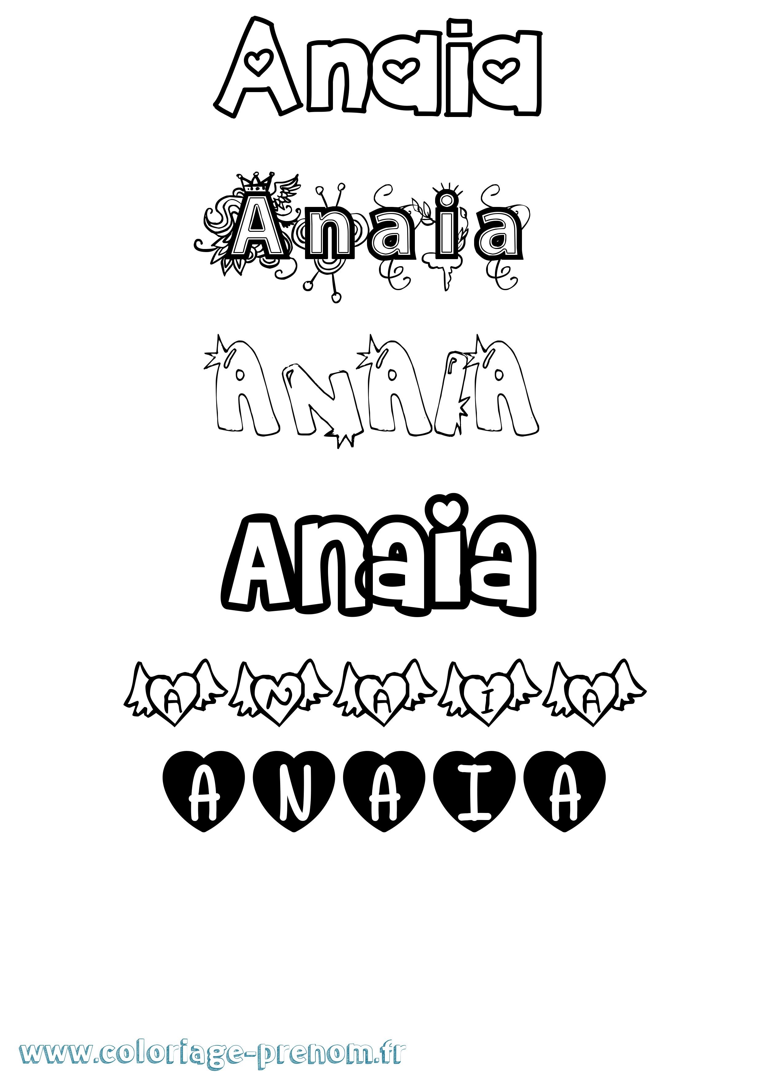 Coloriage Anaia Girly Coloriage prénom Anaia Girly