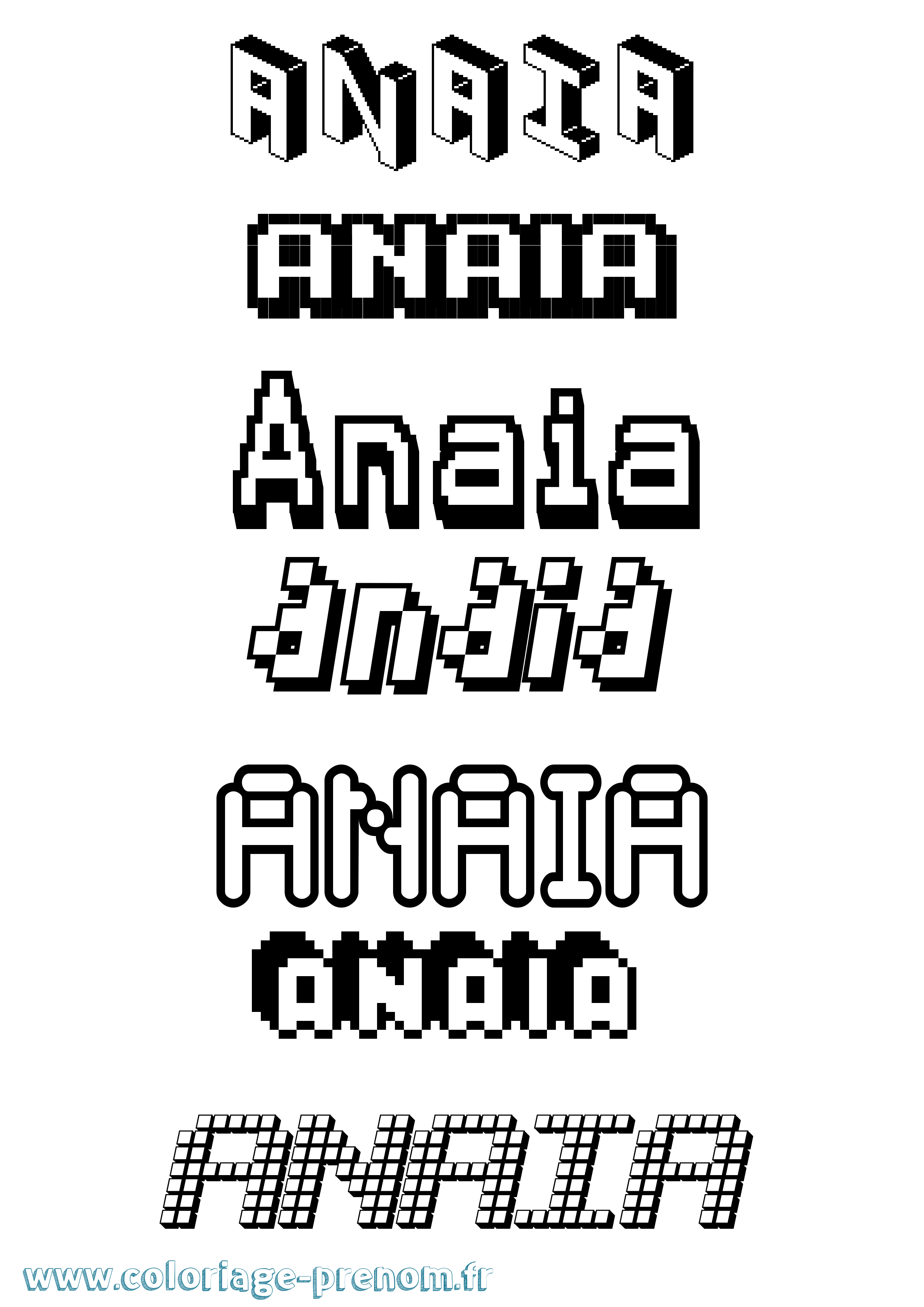 Coloriage Anaia Pixel Coloriage prénom Anaia Pixel