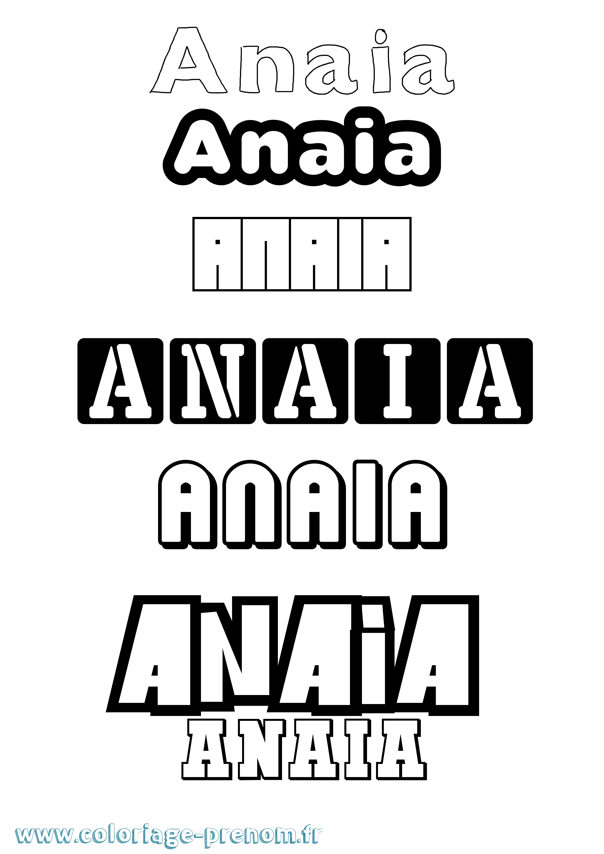 Coloriage prénom Anaia Simple
