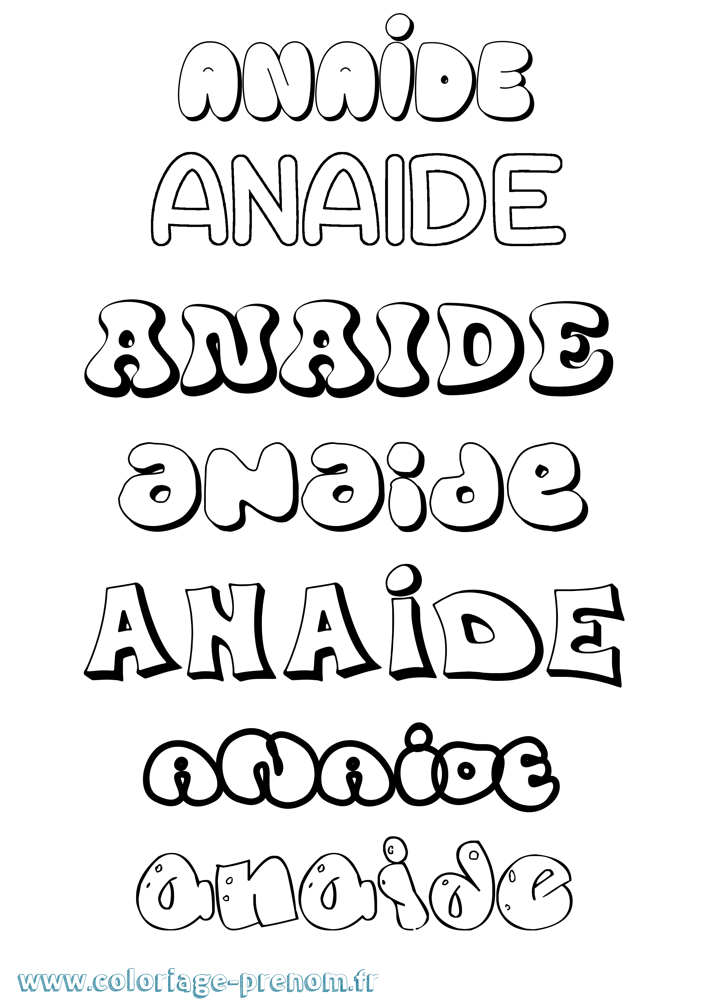 Coloriage prénom Anaide Bubble
