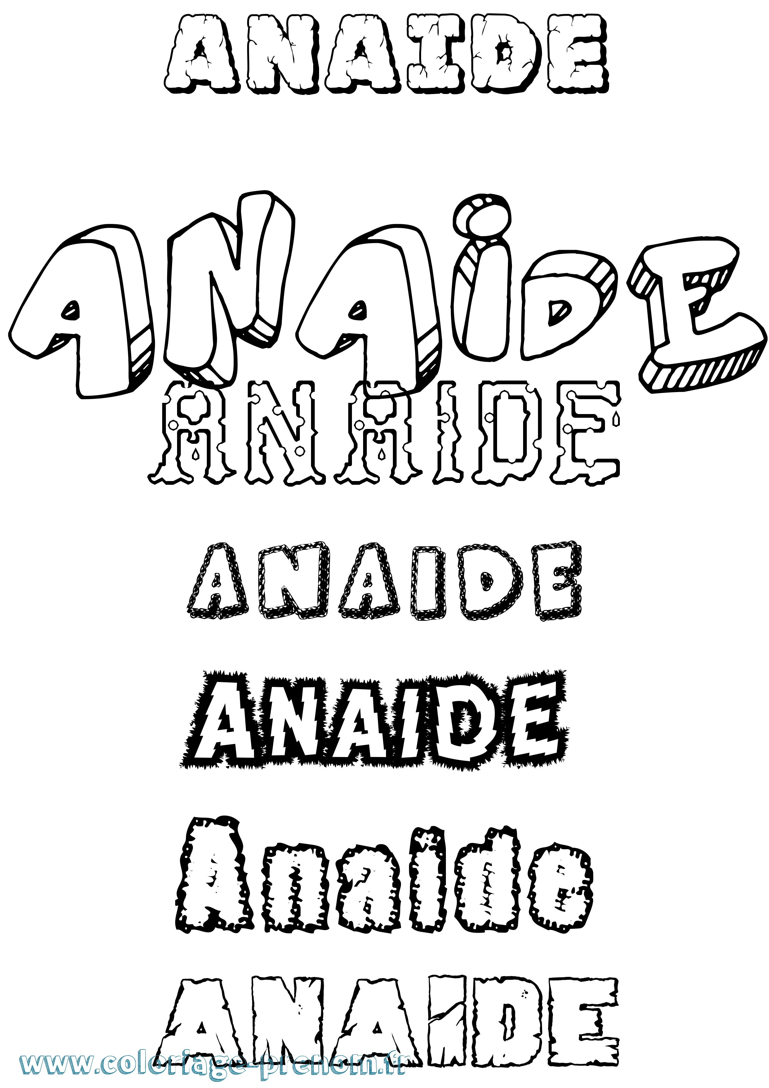 Coloriage prénom Anaide Destructuré
