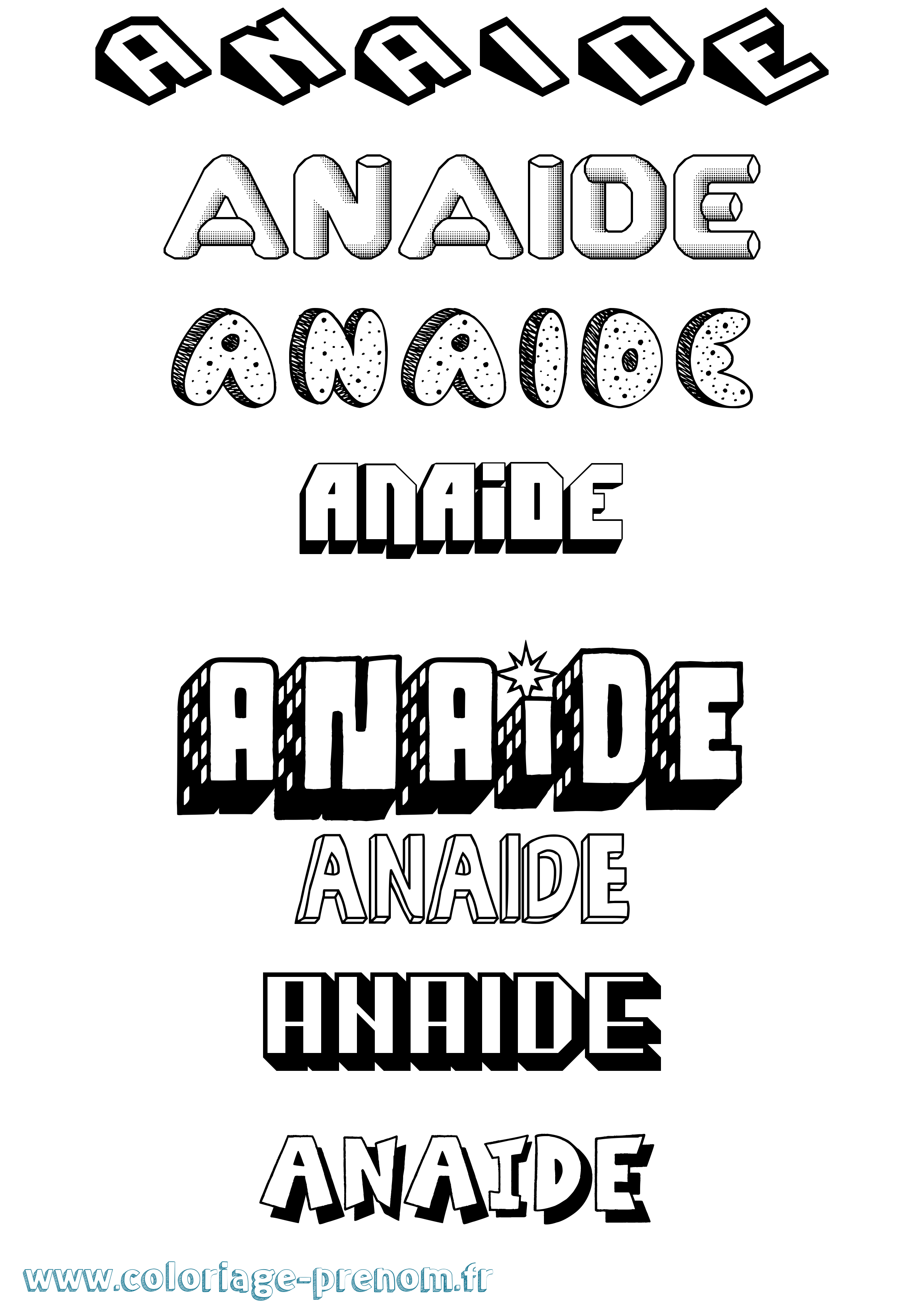 Coloriage prénom Anaide Effet 3D