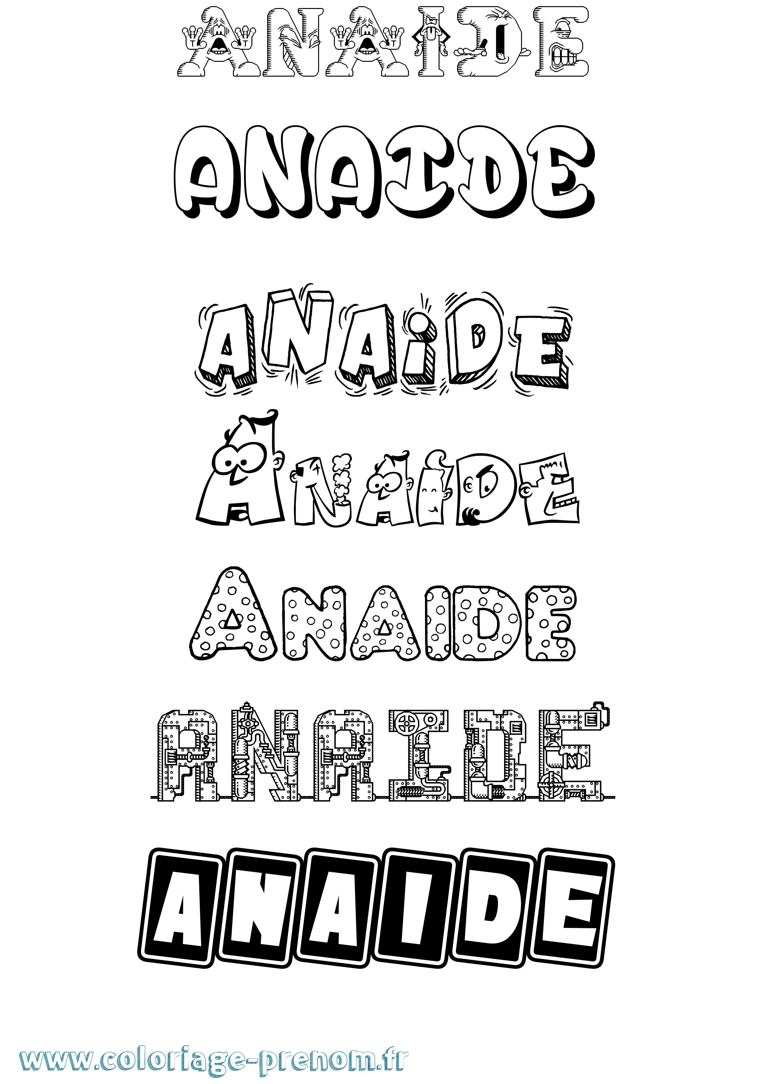 Coloriage prénom Anaide Fun
