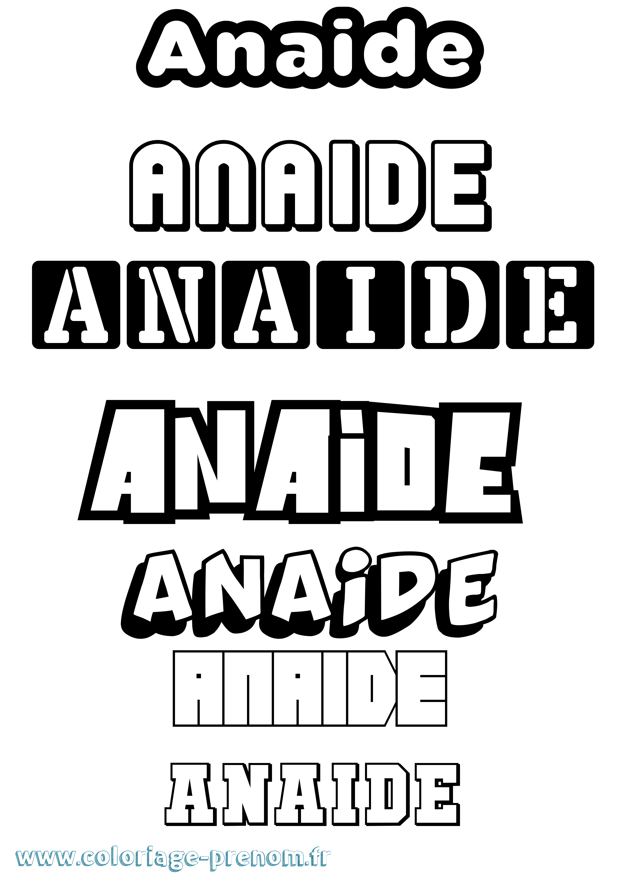 Coloriage prénom Anaide Simple