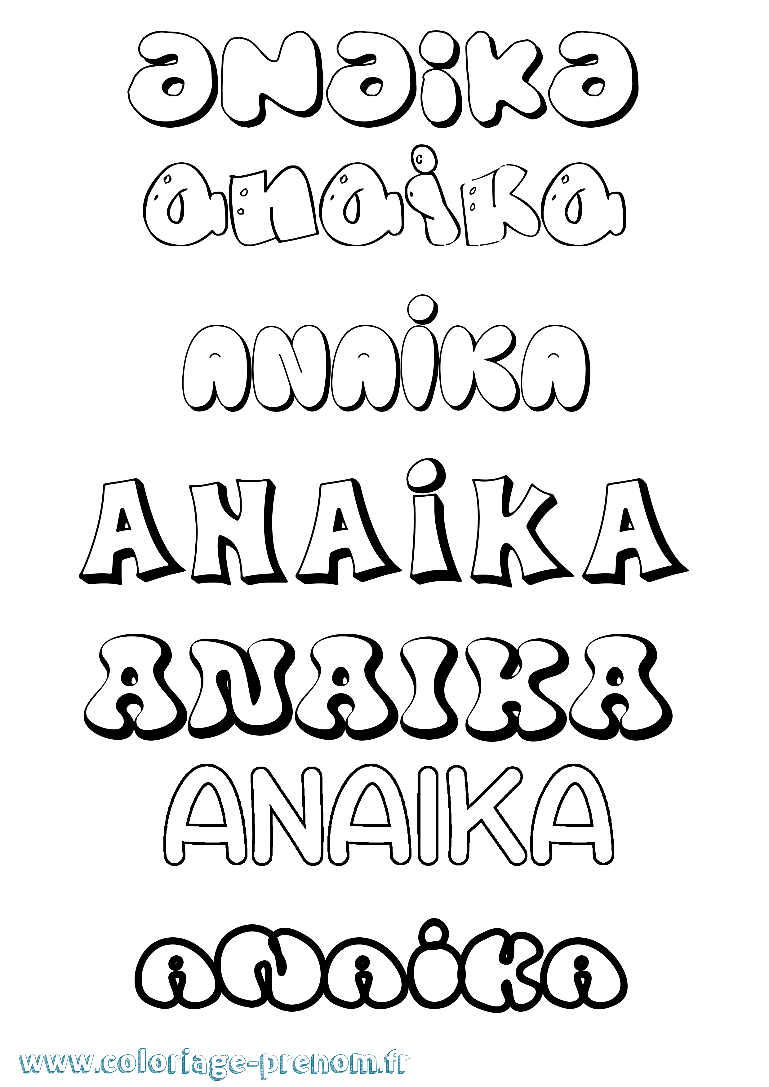 Coloriage prénom Anaika Bubble