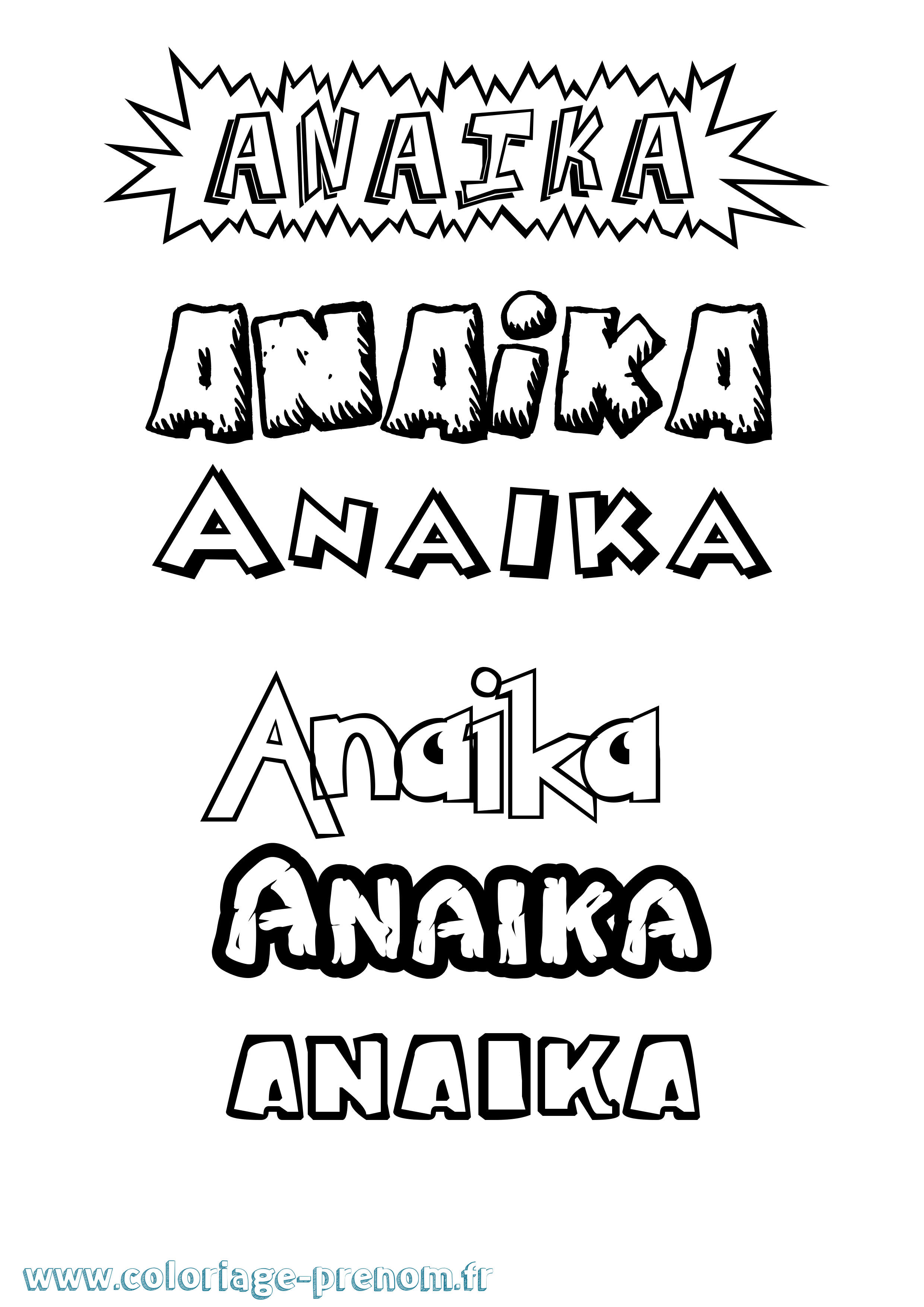 Coloriage prénom Anaika Dessin Animé