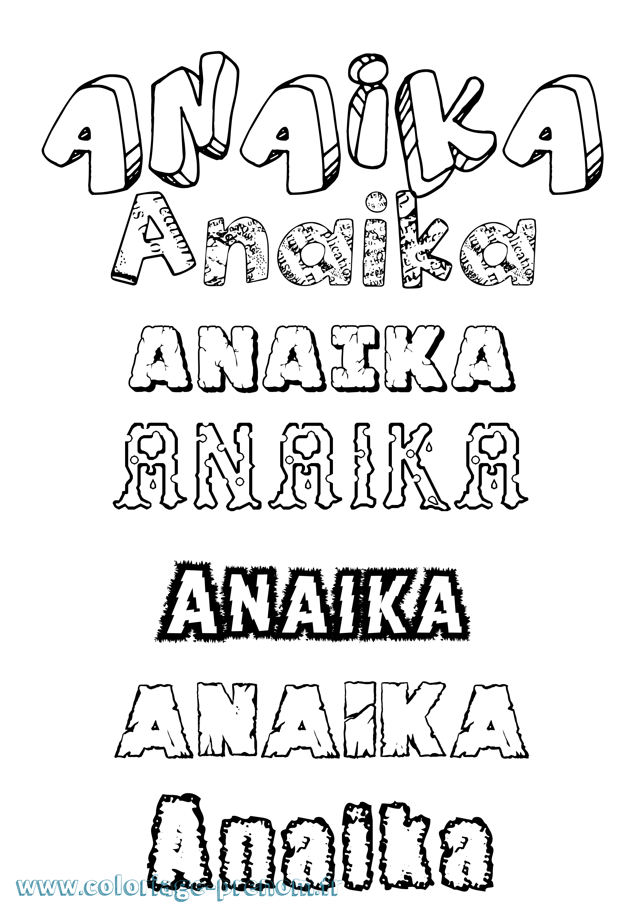 Coloriage prénom Anaika Destructuré