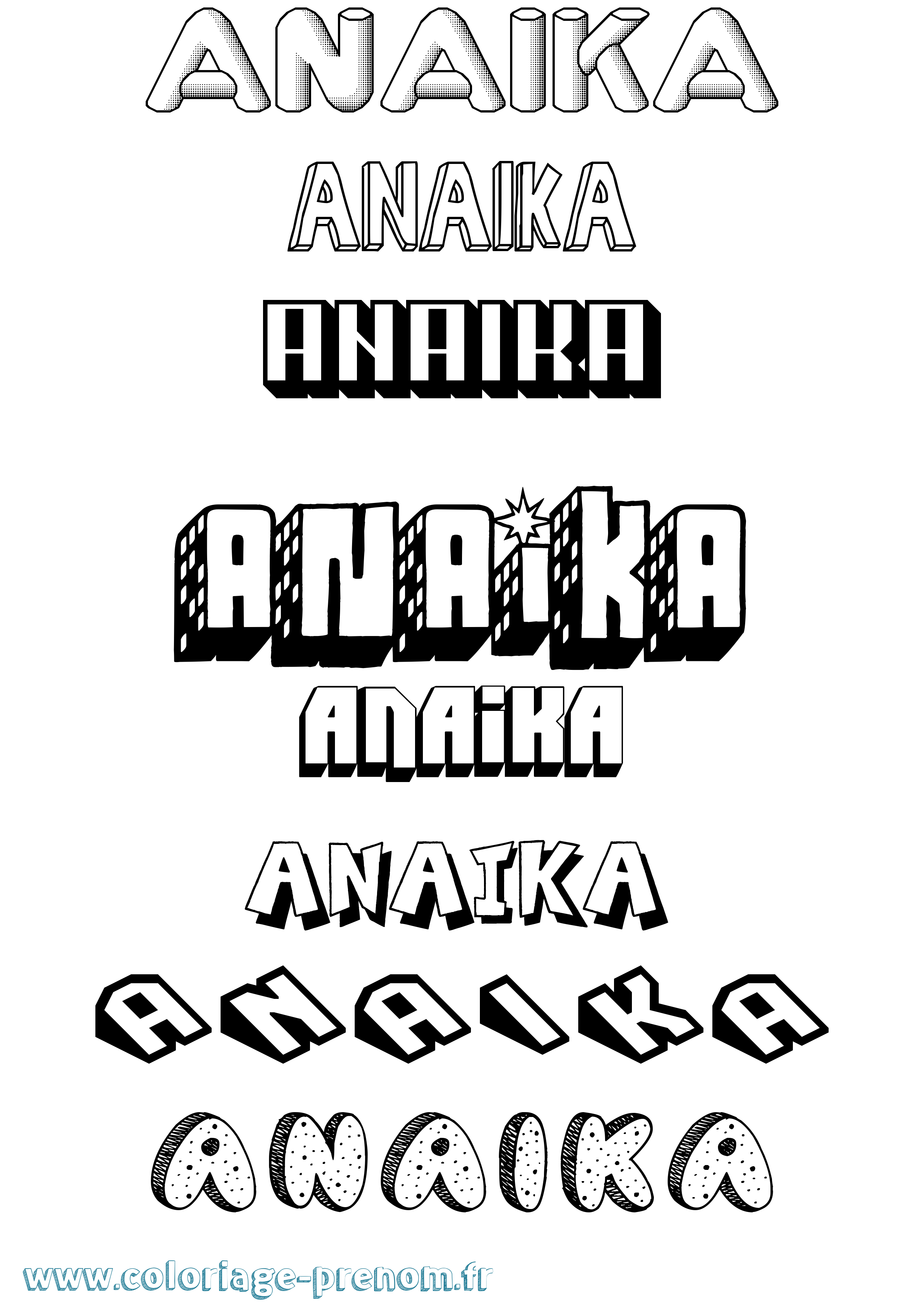 Coloriage prénom Anaika Effet 3D
