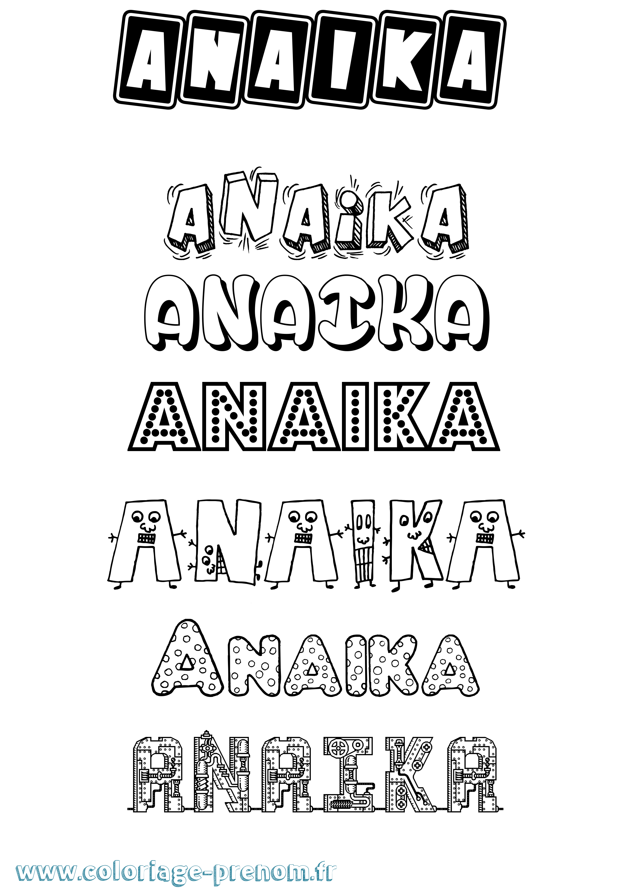Coloriage prénom Anaika Fun