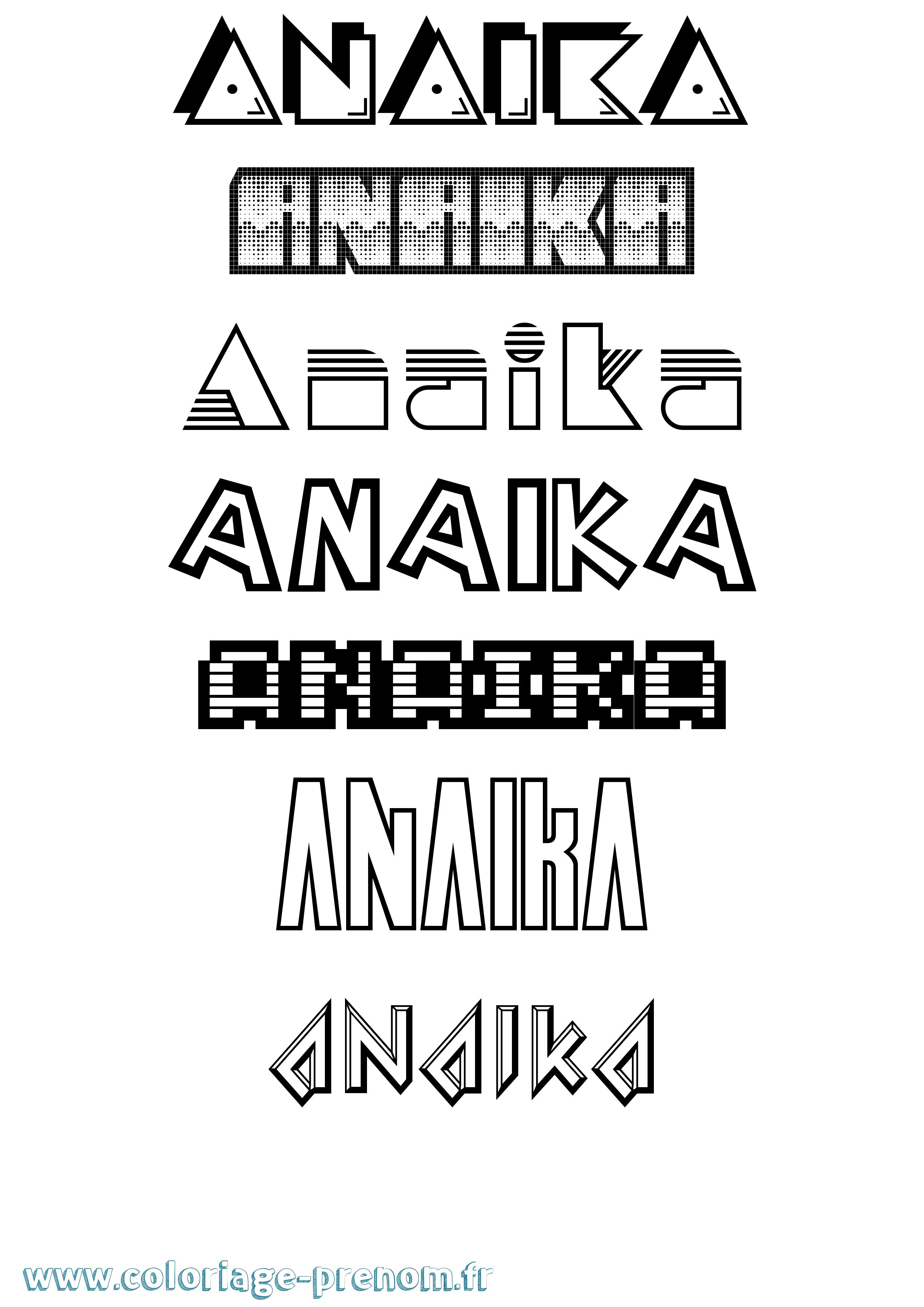 Coloriage prénom Anaika Jeux Vidéos