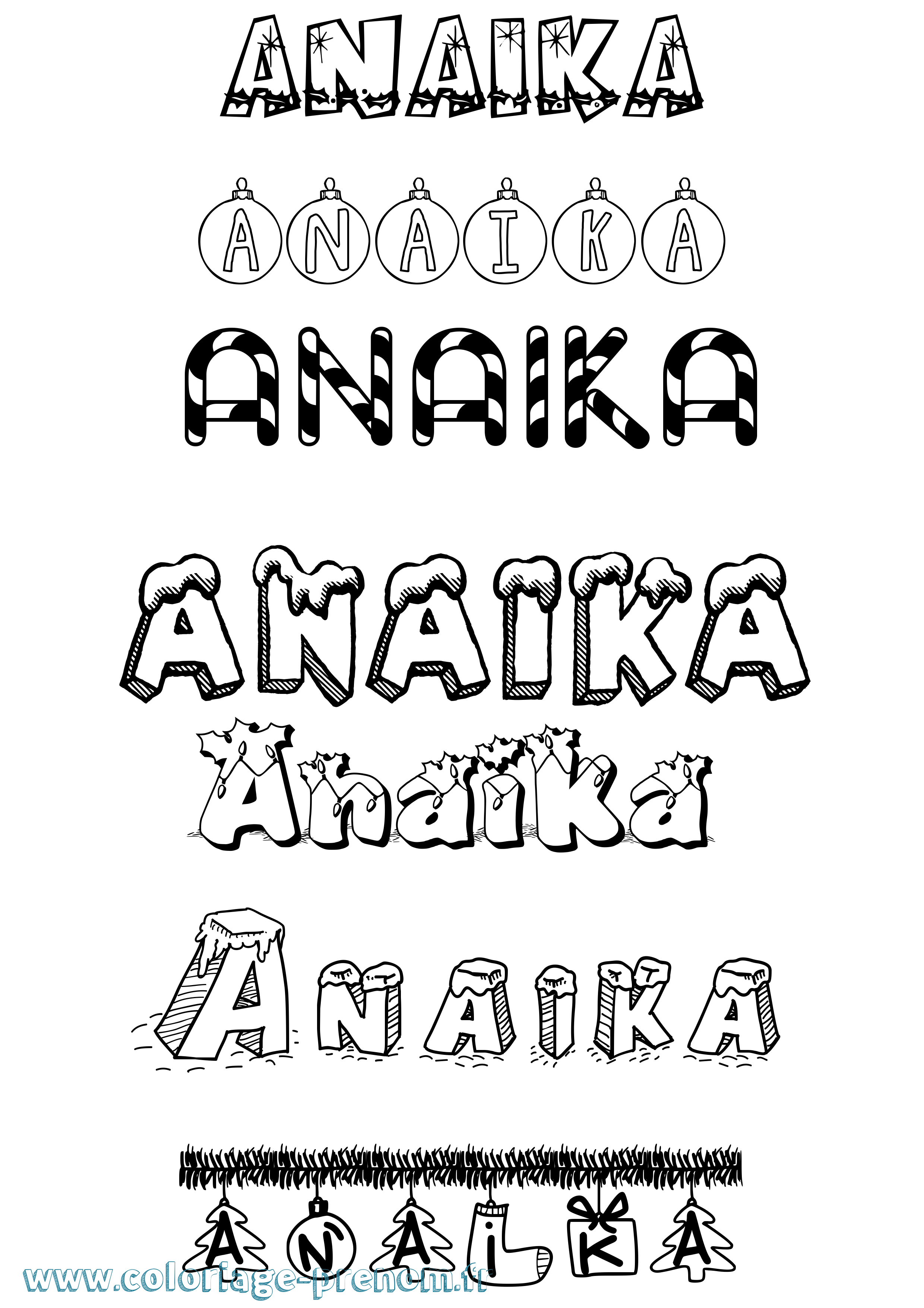 Coloriage prénom Anaika Noël