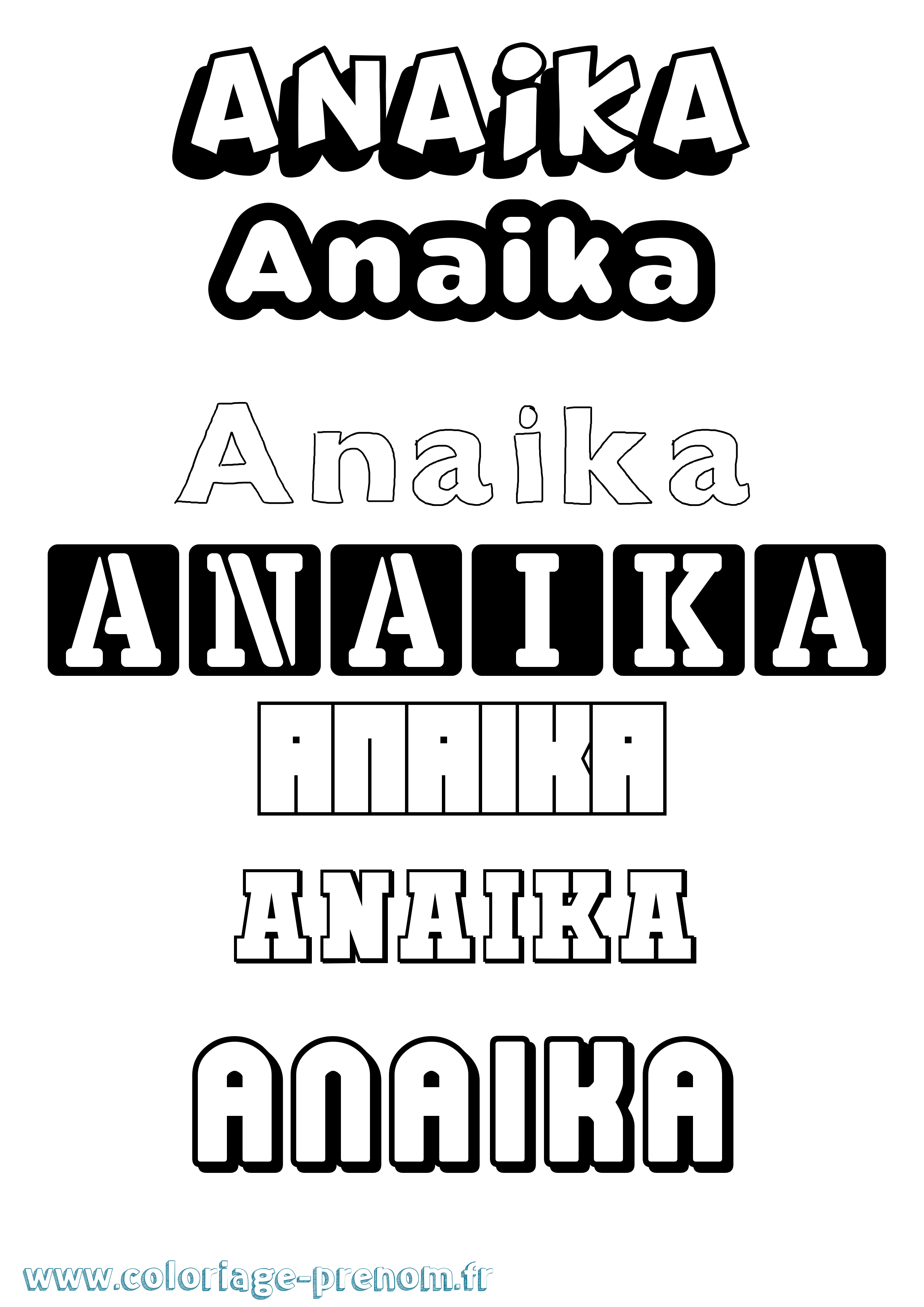 Coloriage prénom Anaika Simple