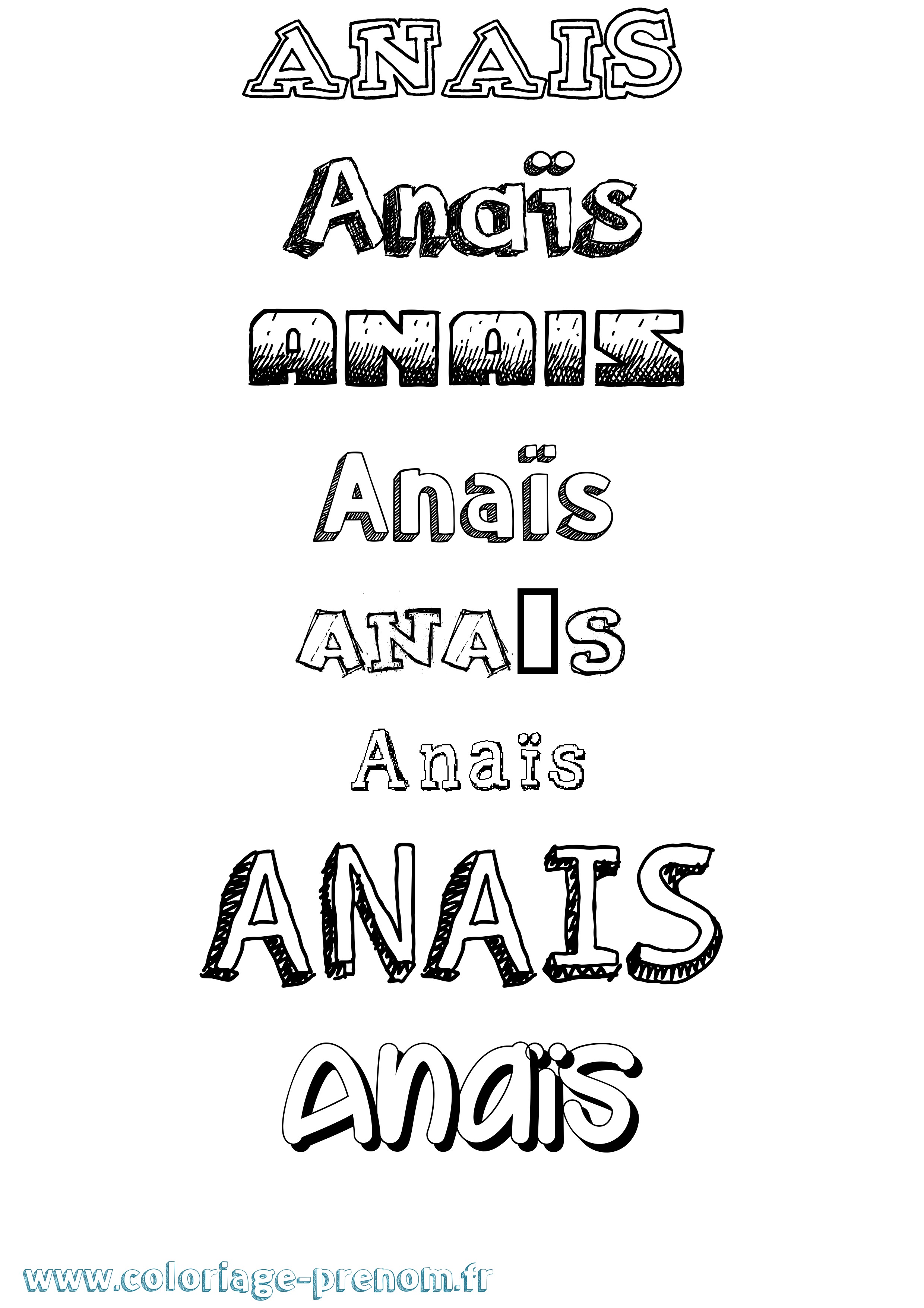 Coloriage prénom Anaïs