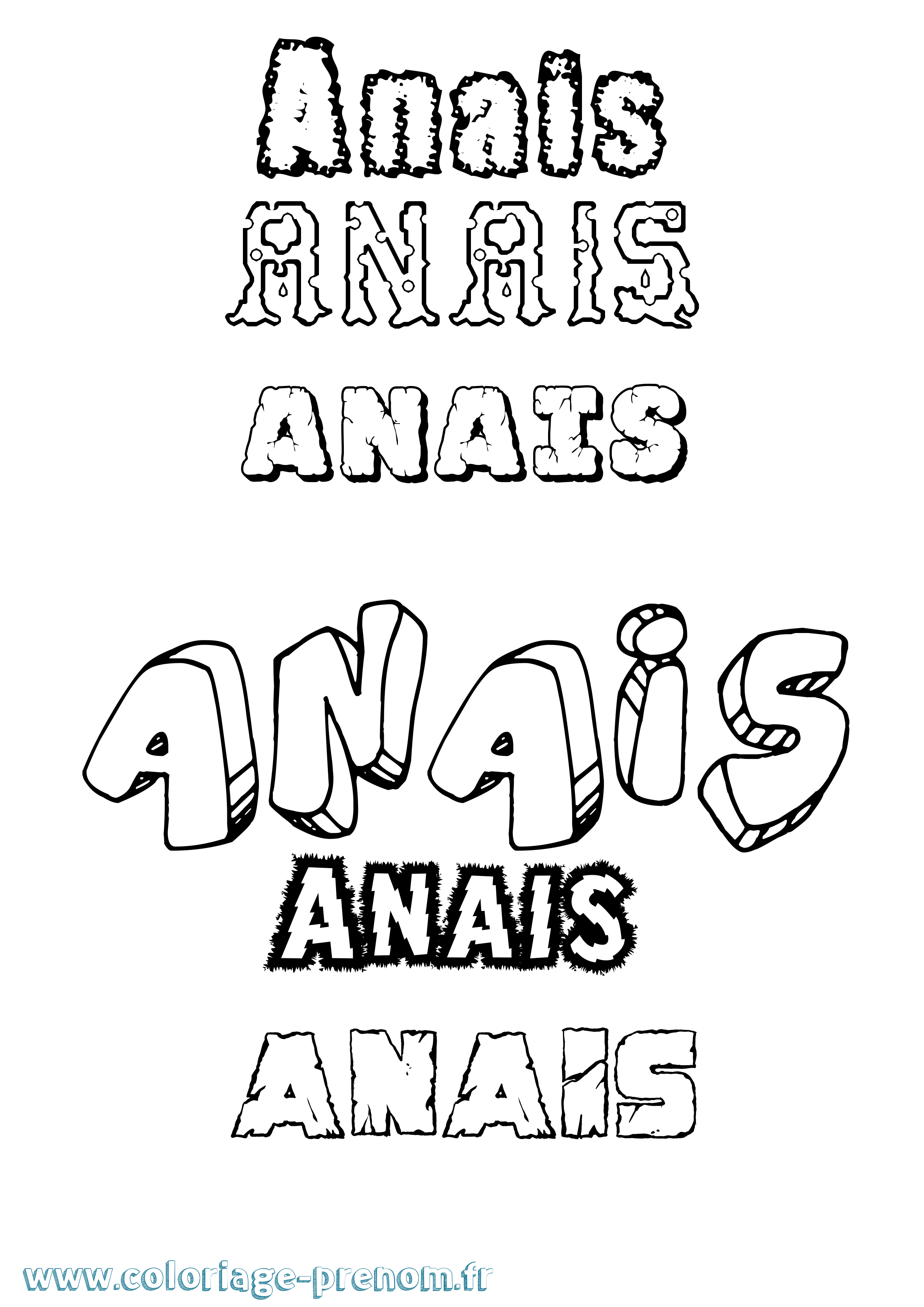 Coloriage prénom Anaïs Destructuré