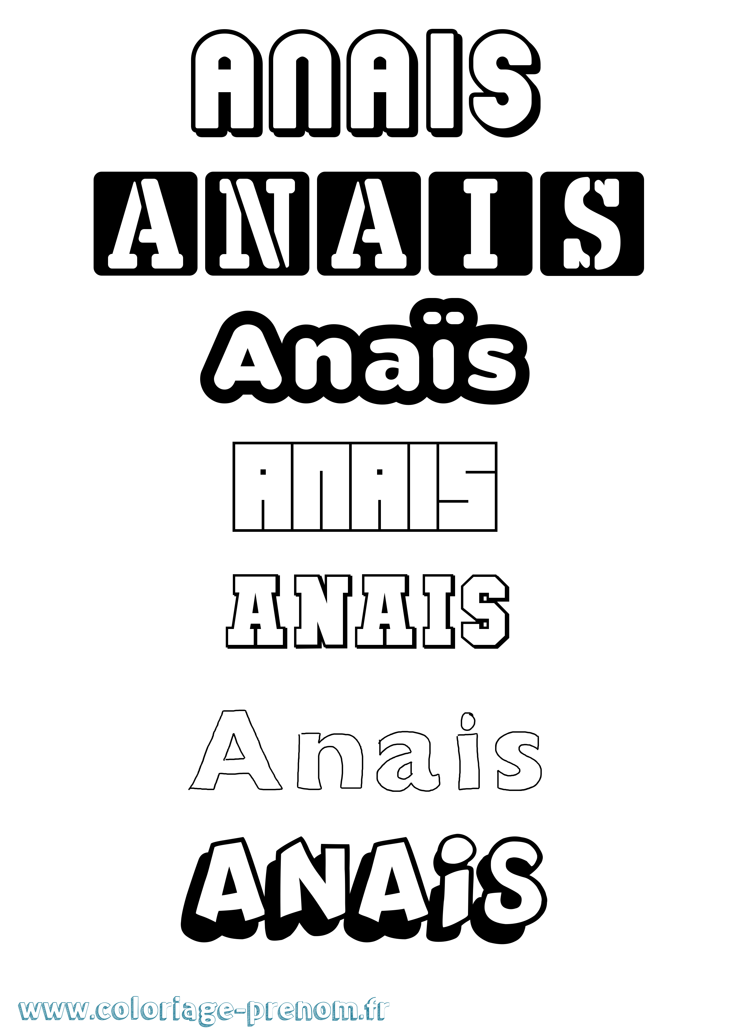 Coloriage prénom Anaïs Simple