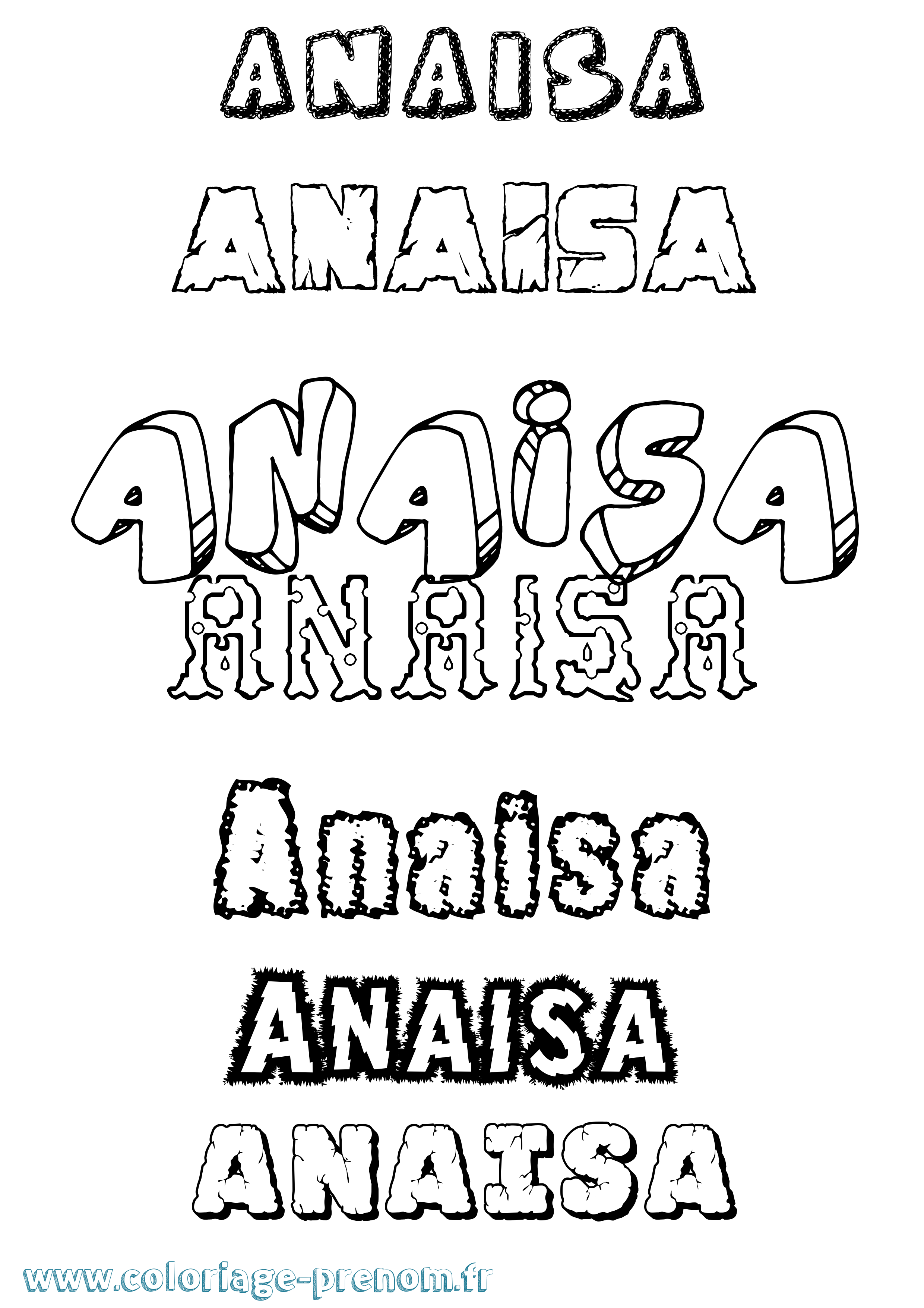 Coloriage prénom Anaisa Destructuré