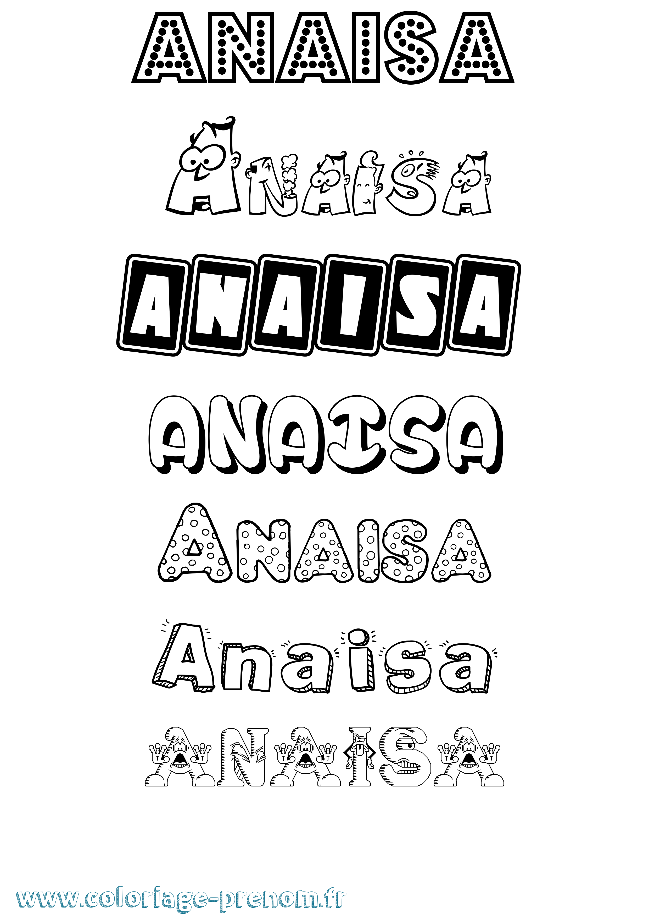 Coloriage prénom Anaisa Fun