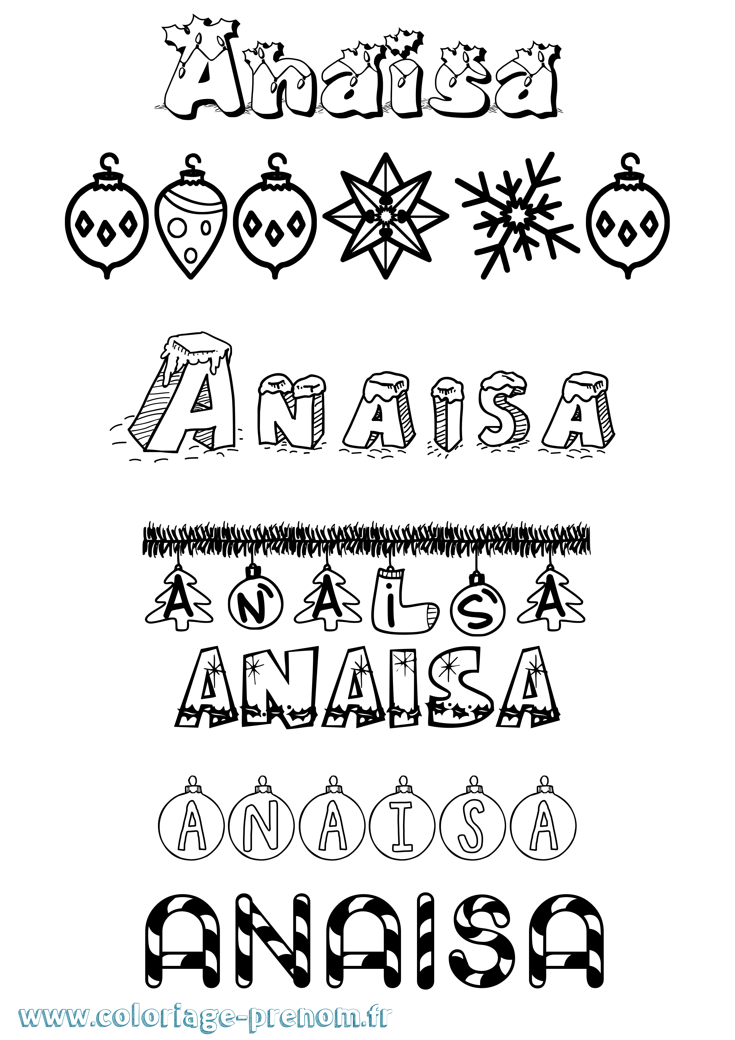 Coloriage prénom Anaisa Noël