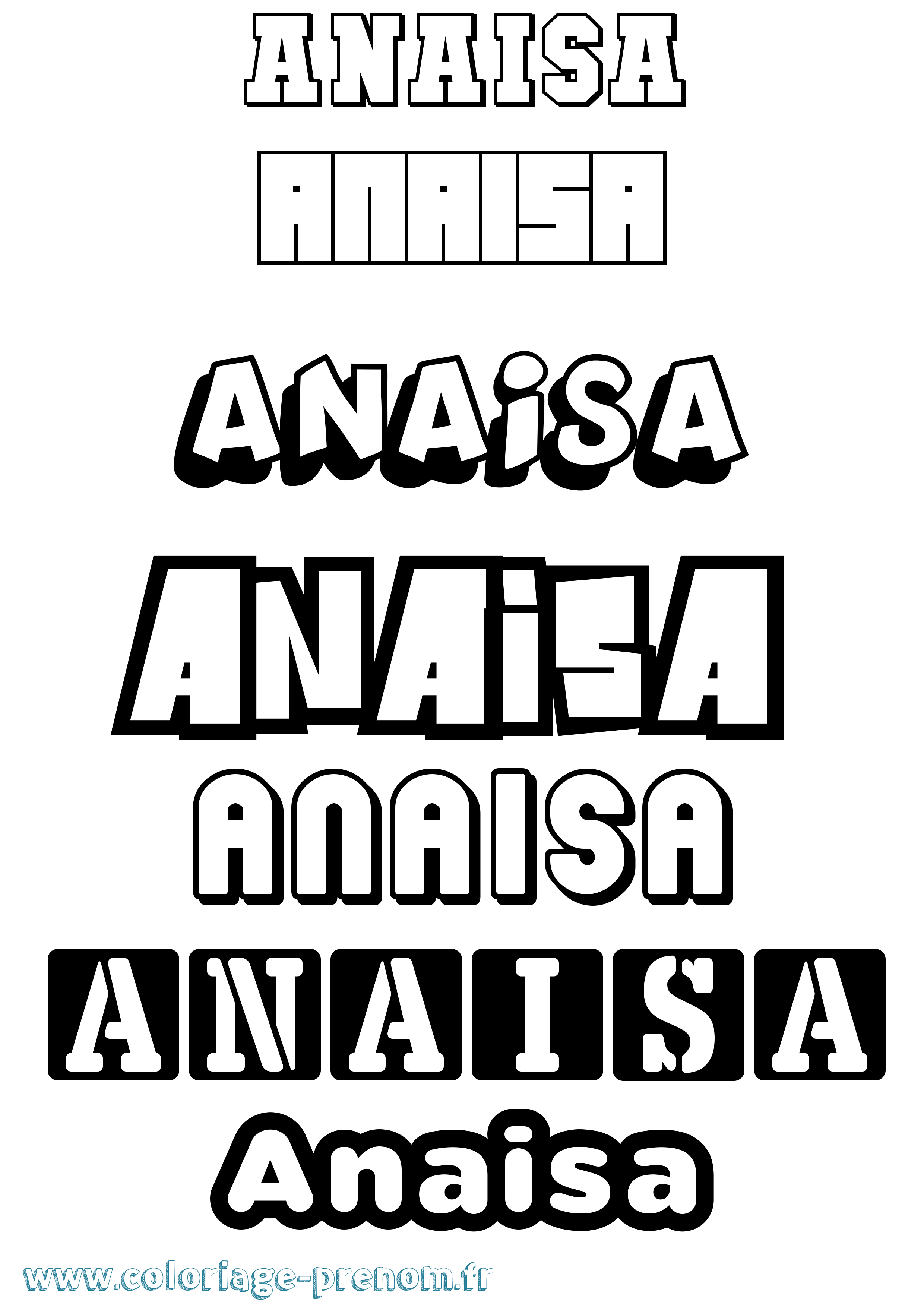 Coloriage prénom Anaisa Simple