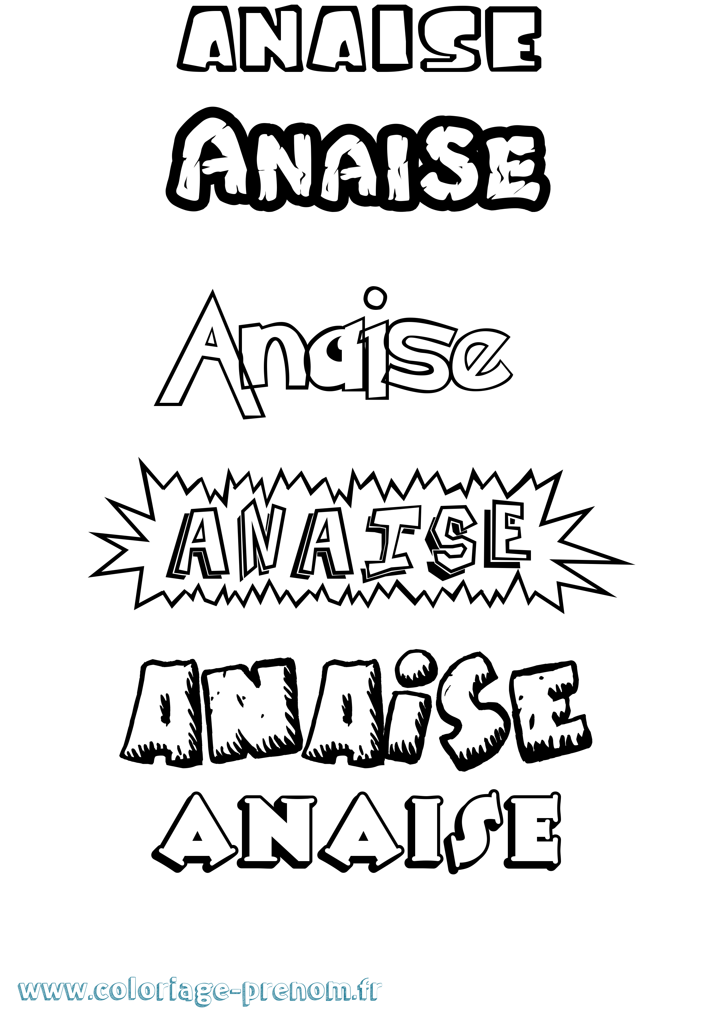 Coloriage prénom Anaise Dessin Animé