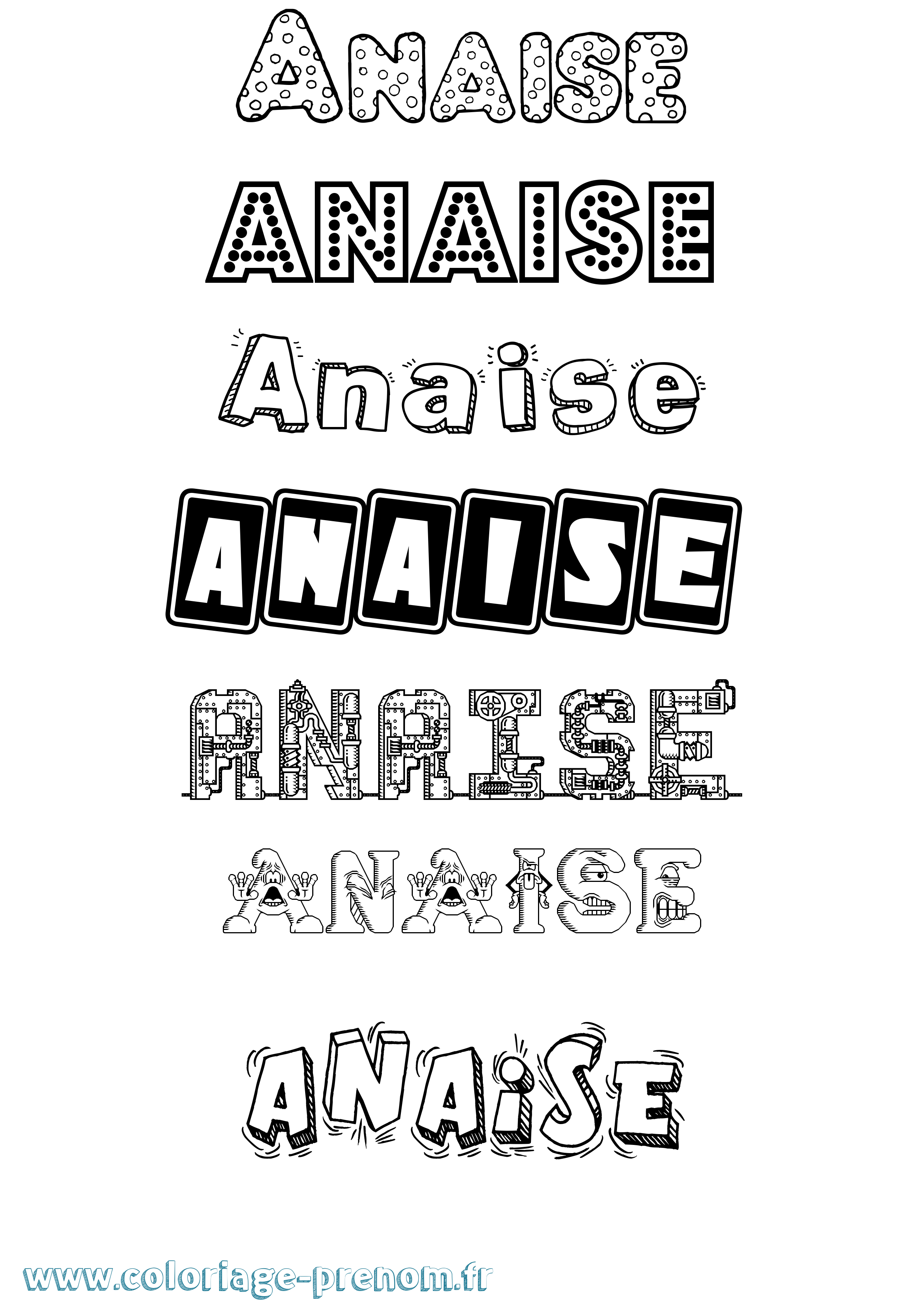 Coloriage prénom Anaise Fun