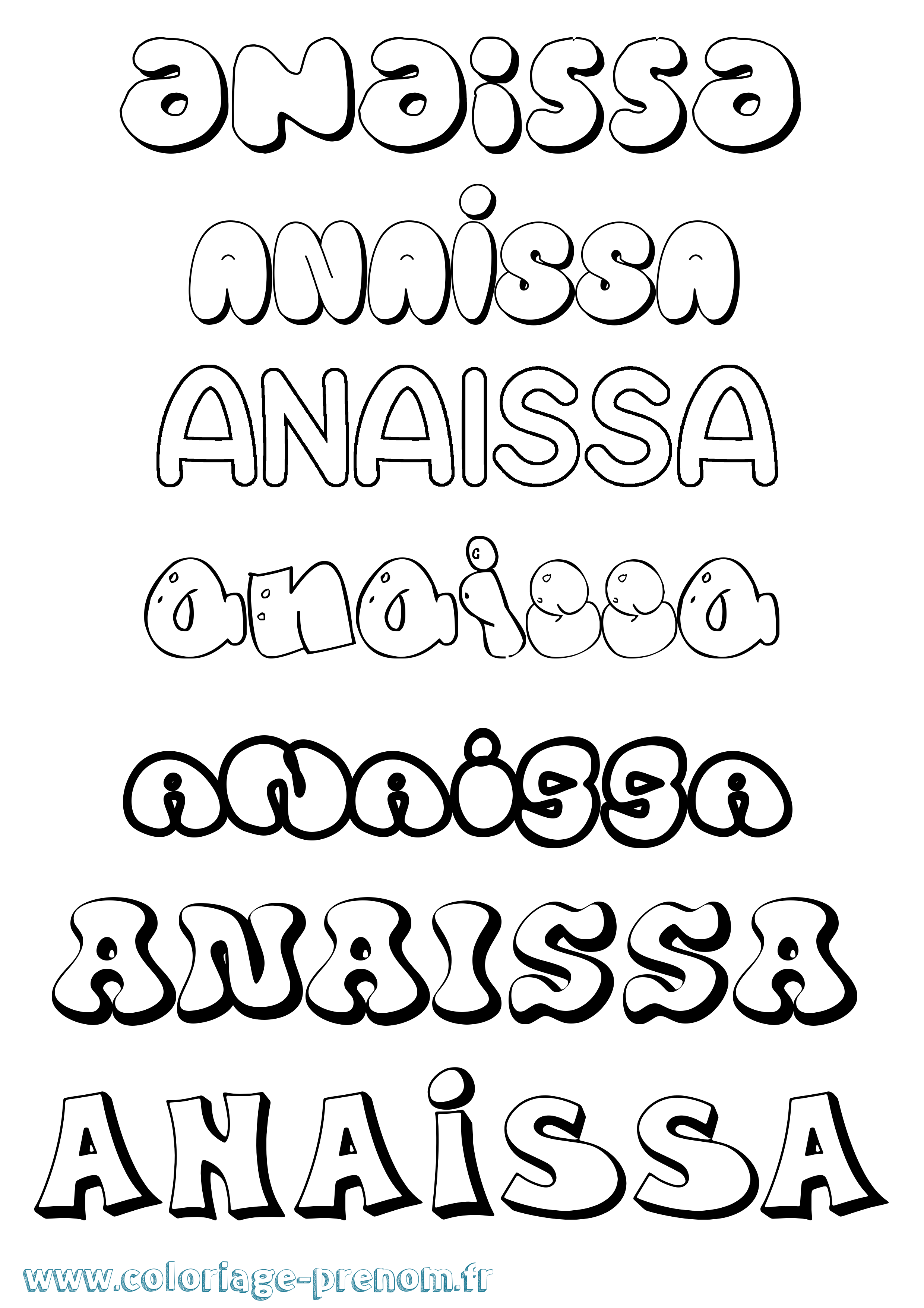 Coloriage Anaissa Bubble Coloriage prénom Anaissa Bubble