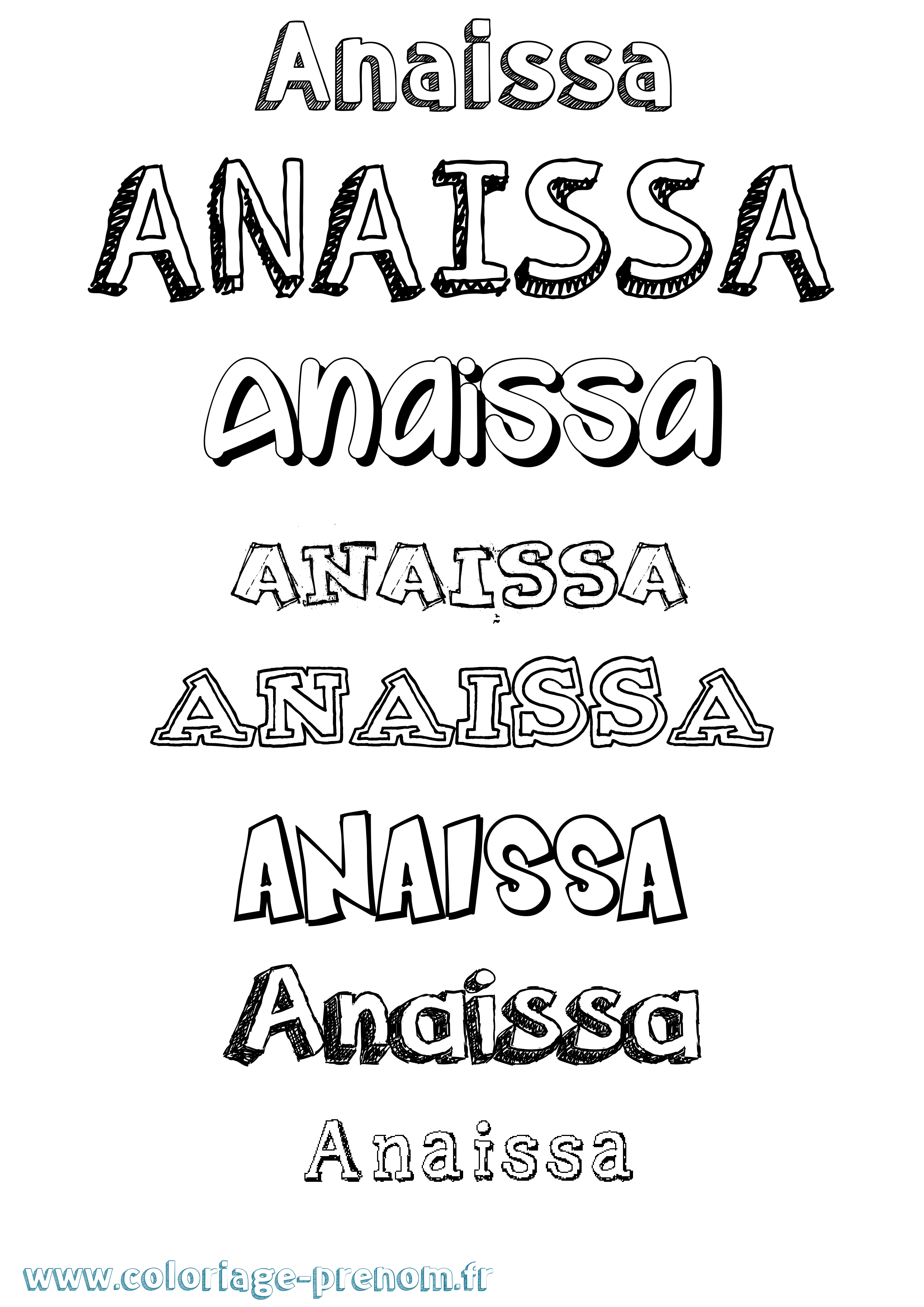 Coloriage prénom Anaissa Dessiné