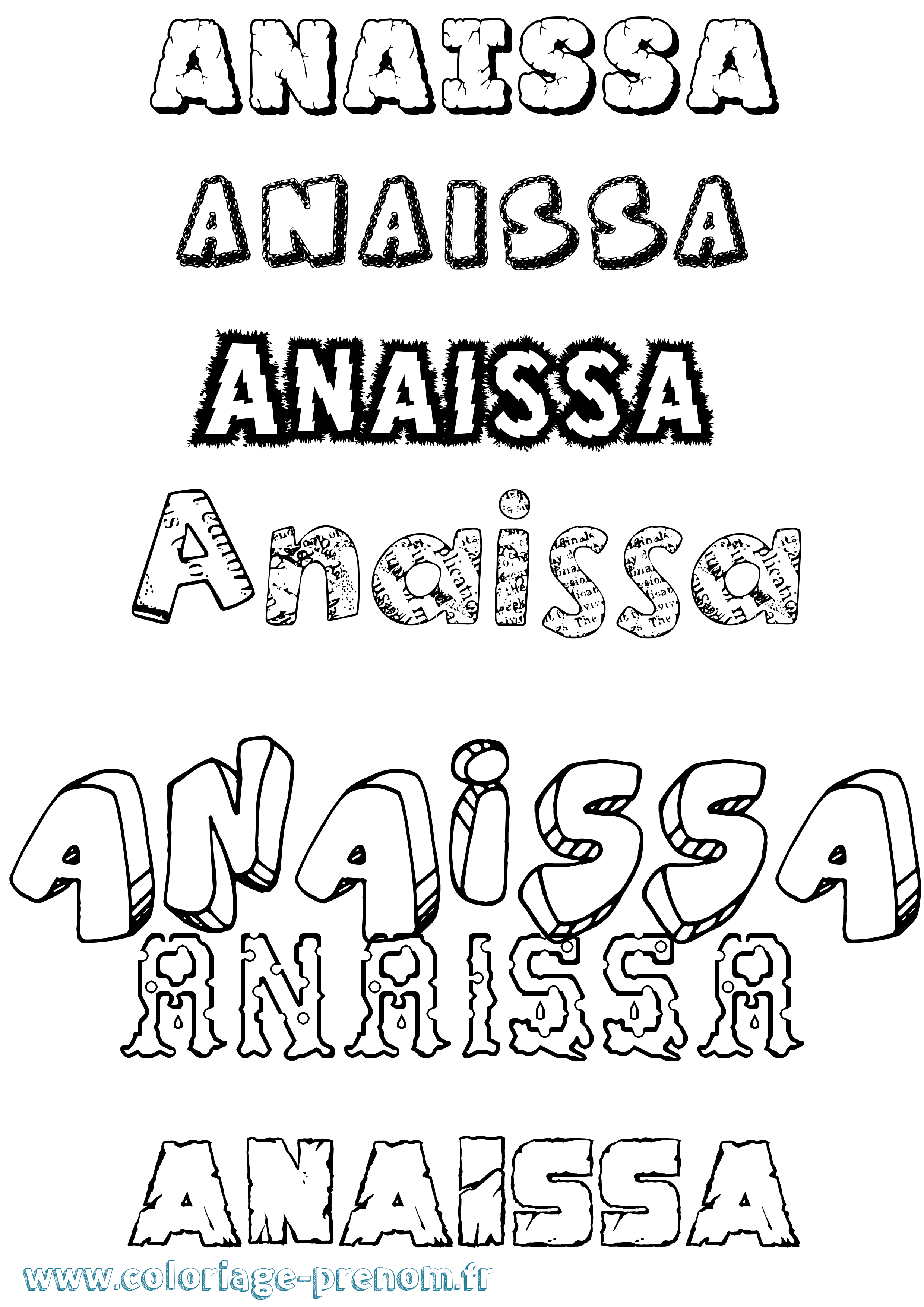 Coloriage prénom Anaissa Destructuré