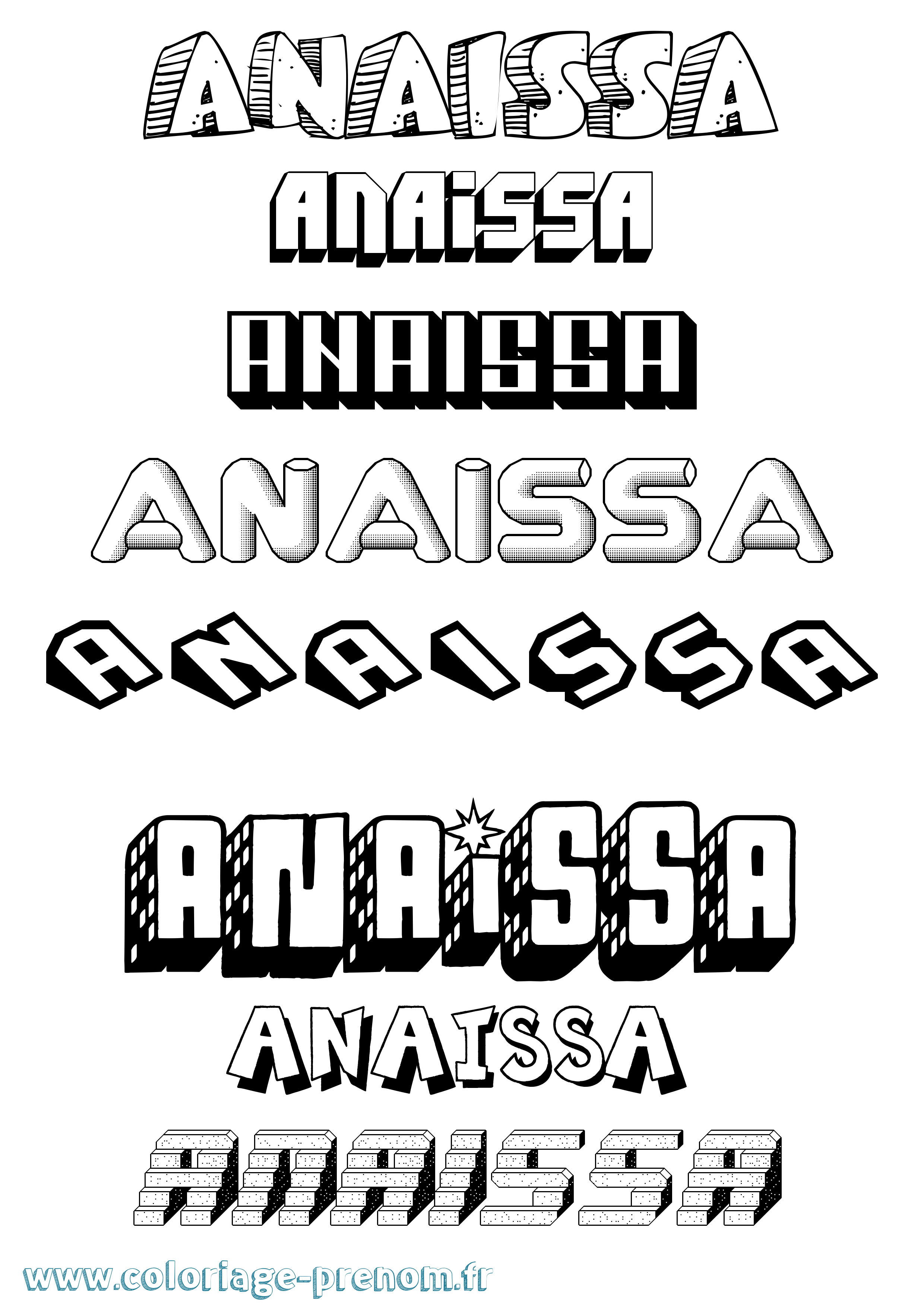 Coloriage Anaissa Effet 3D Coloriage prénom Anaissa Effet 3D