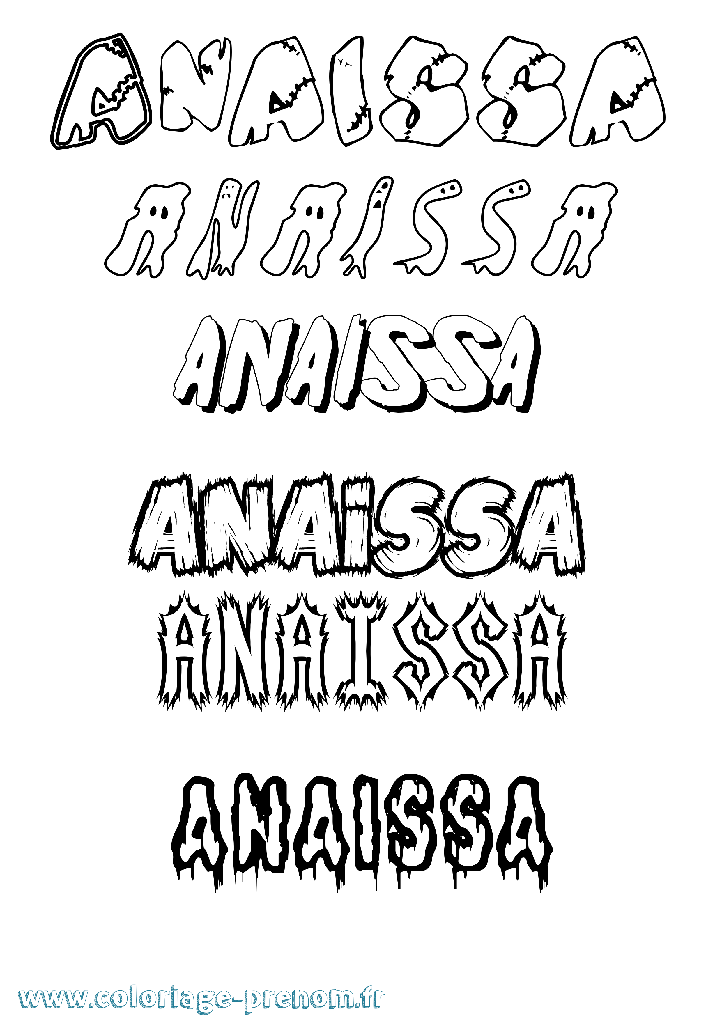Coloriage Anaissa Frisson Coloriage prénom Anaissa Frisson