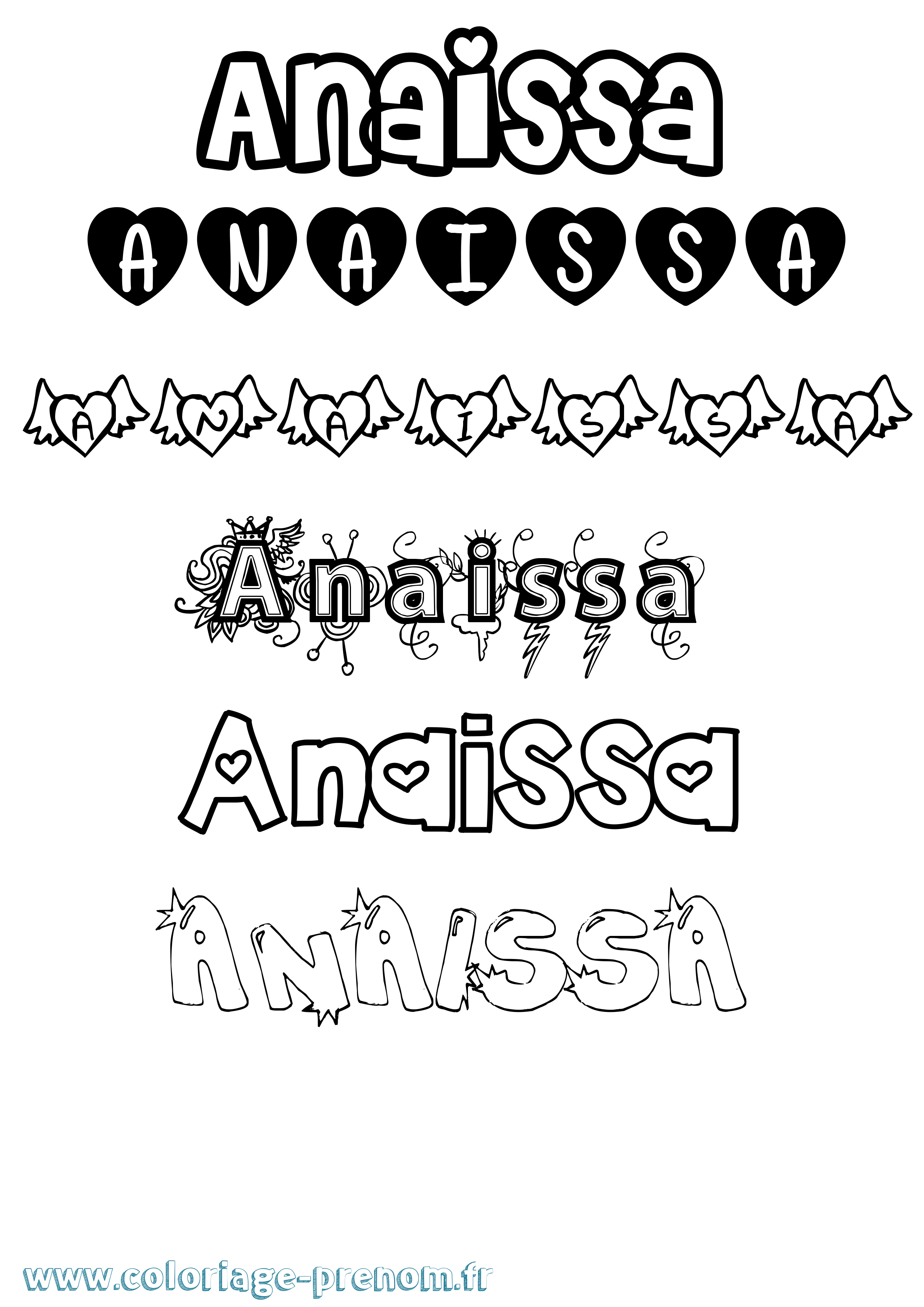Coloriage prénom Anaissa Girly