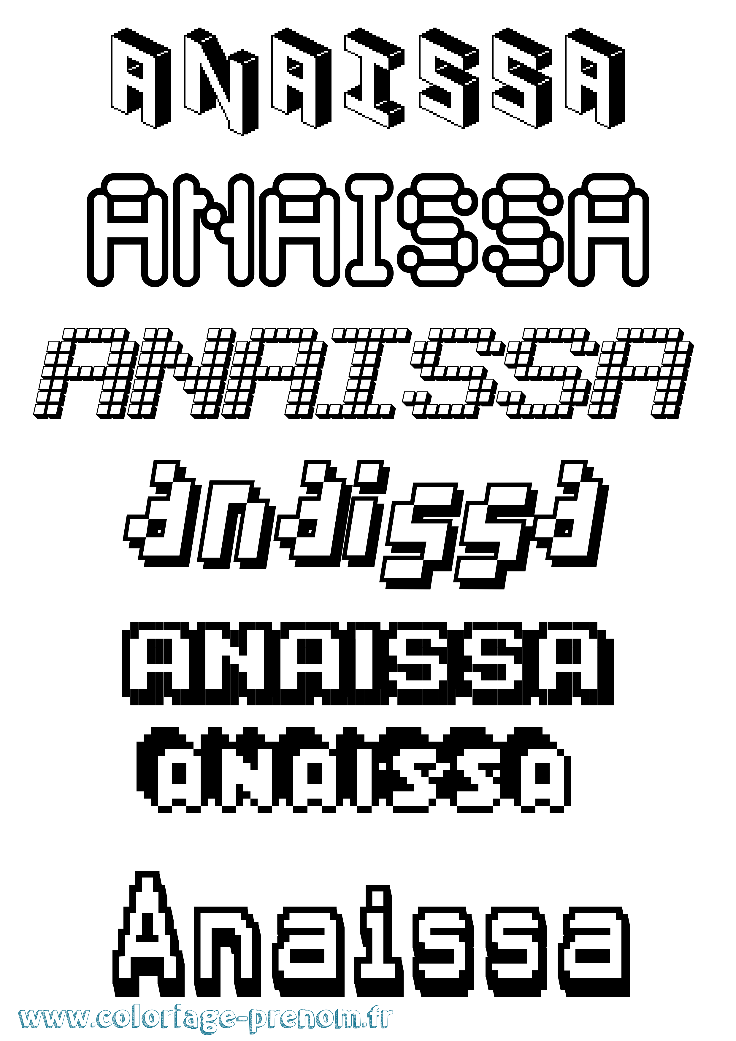 Coloriage Anaissa Pixel Coloriage prénom Anaissa Pixel