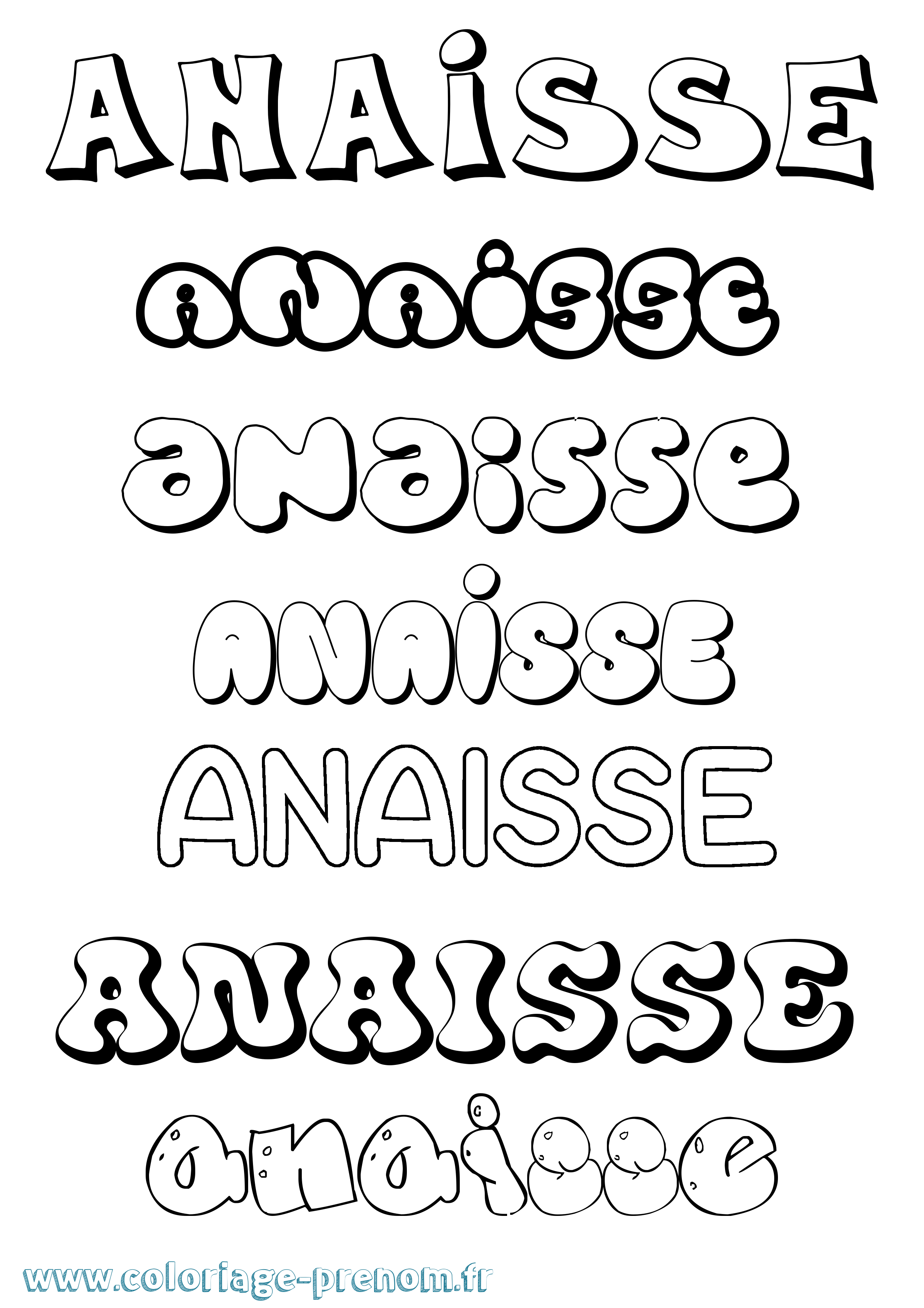 Coloriage prénom Anaisse Bubble