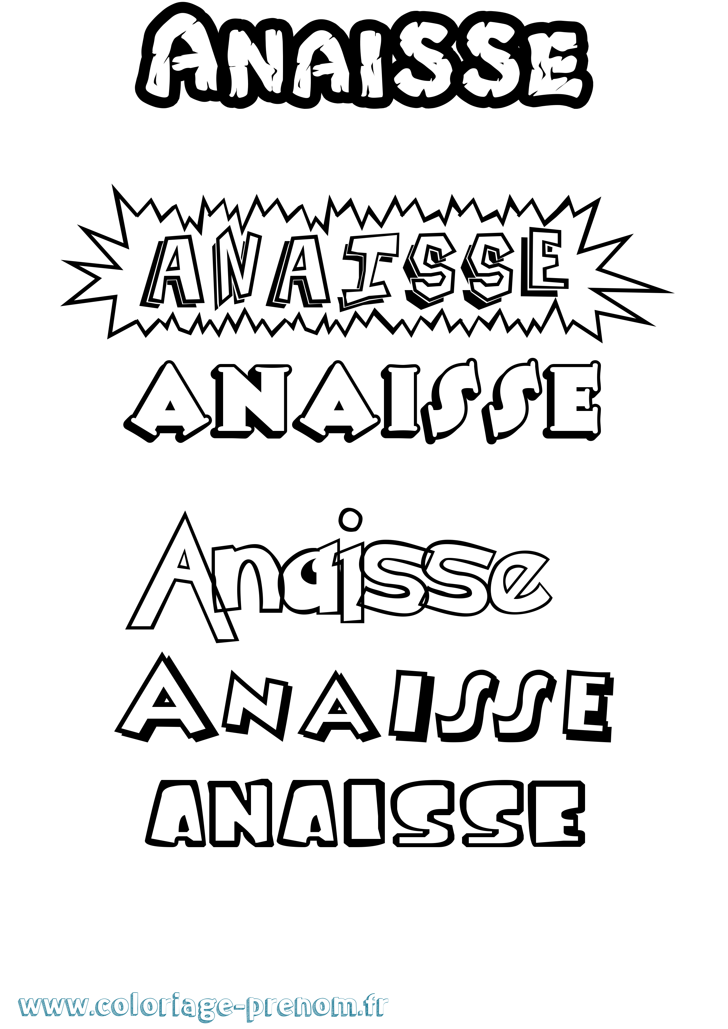 Coloriage prénom Anaisse Dessin Animé